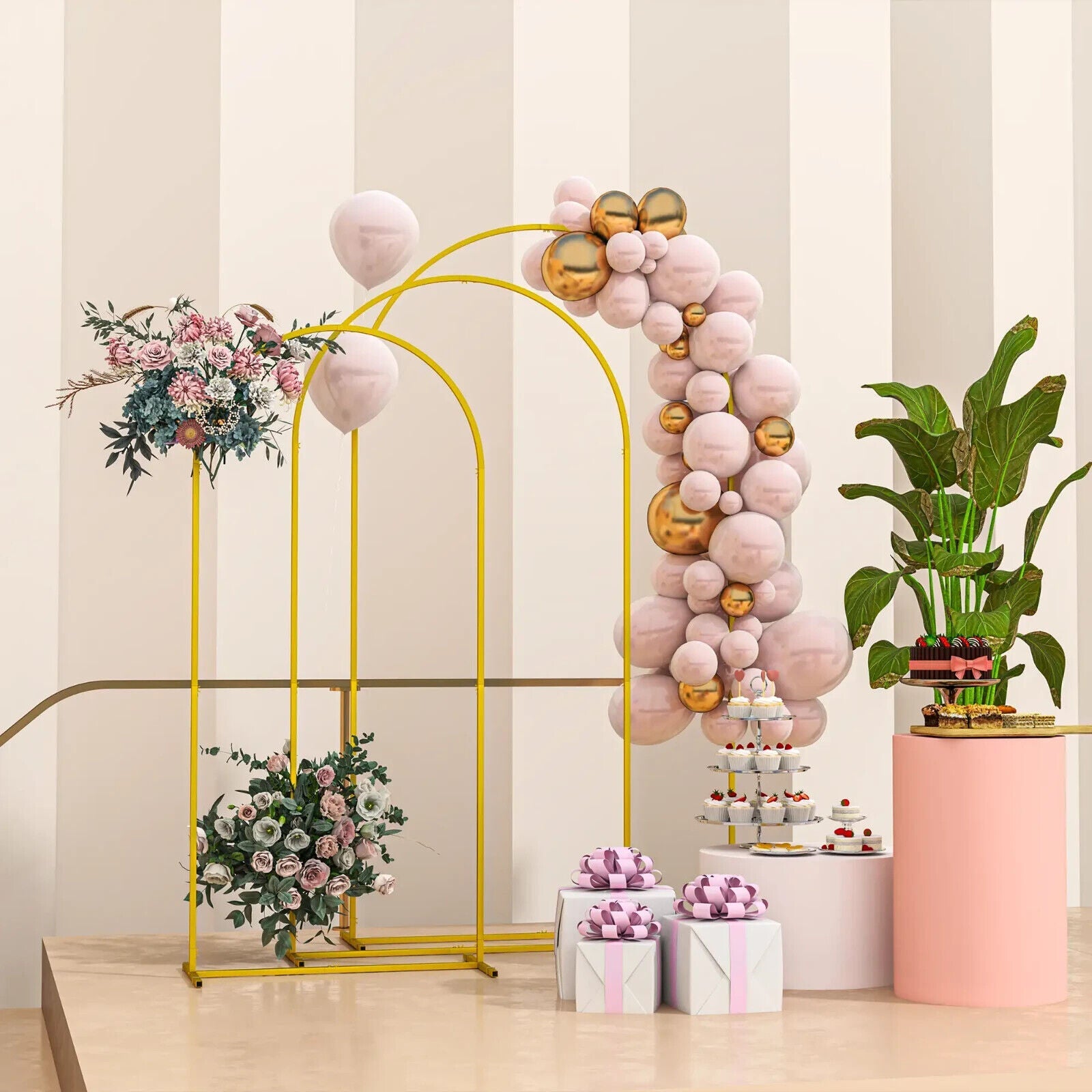 Wedding Arch Frame Set of 3 Metal Backdrop Balloon Arch Stand 2.2 2.1 1.8 m - Home and Garden Furniture Shop - #rustic - furniture#