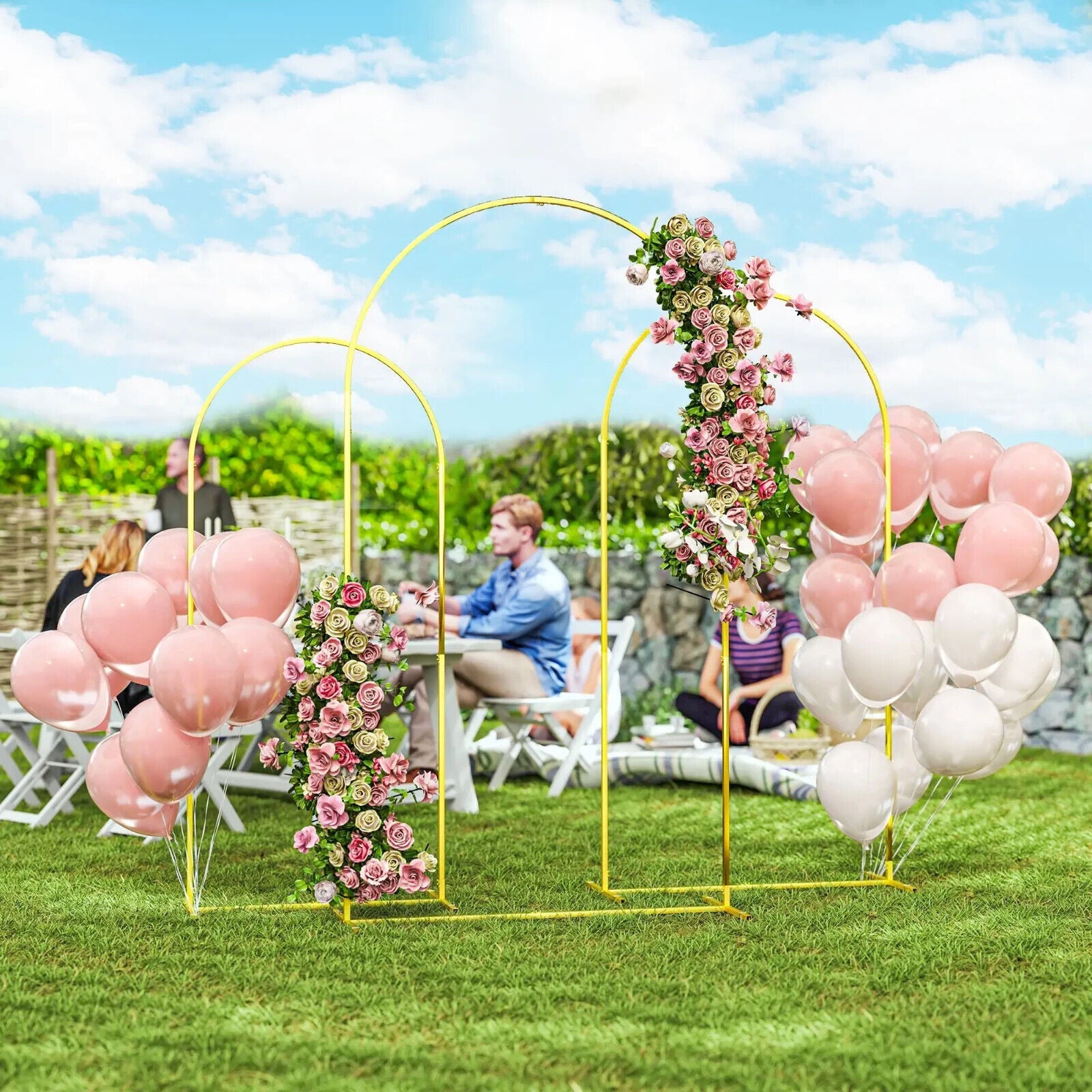 Wedding Arch Frame Set of 3 Metal Backdrop Balloon Arch Stand 2.2 2.1 1.8 m - Home and Garden Furniture Shop - #rustic - furniture#