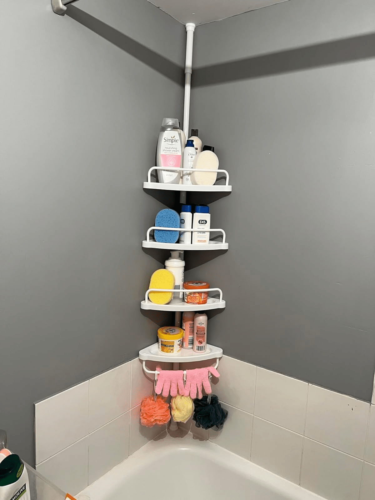 White Adjustable Corner Bathroom Shelf Shower Caddy Storage Telescopic Pole Unit - Home and Garden Furniture Shop - rustic - furniture