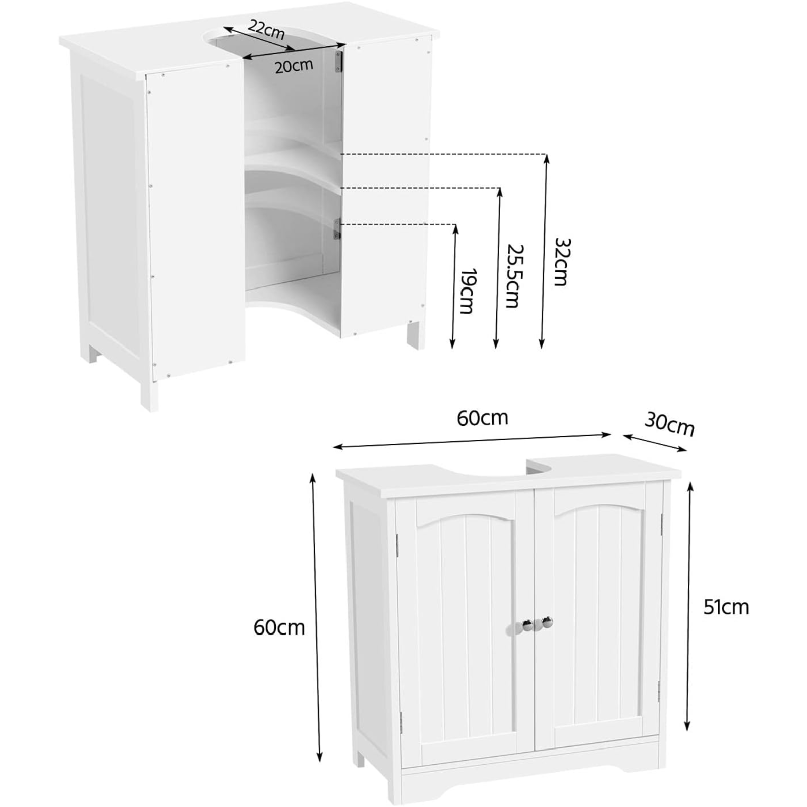 White Bathroom Under Sink Cabinet Basin Storage Unit Floor Cupboard Furniture - Home and Garden Furniture Shop - rustic - furniture