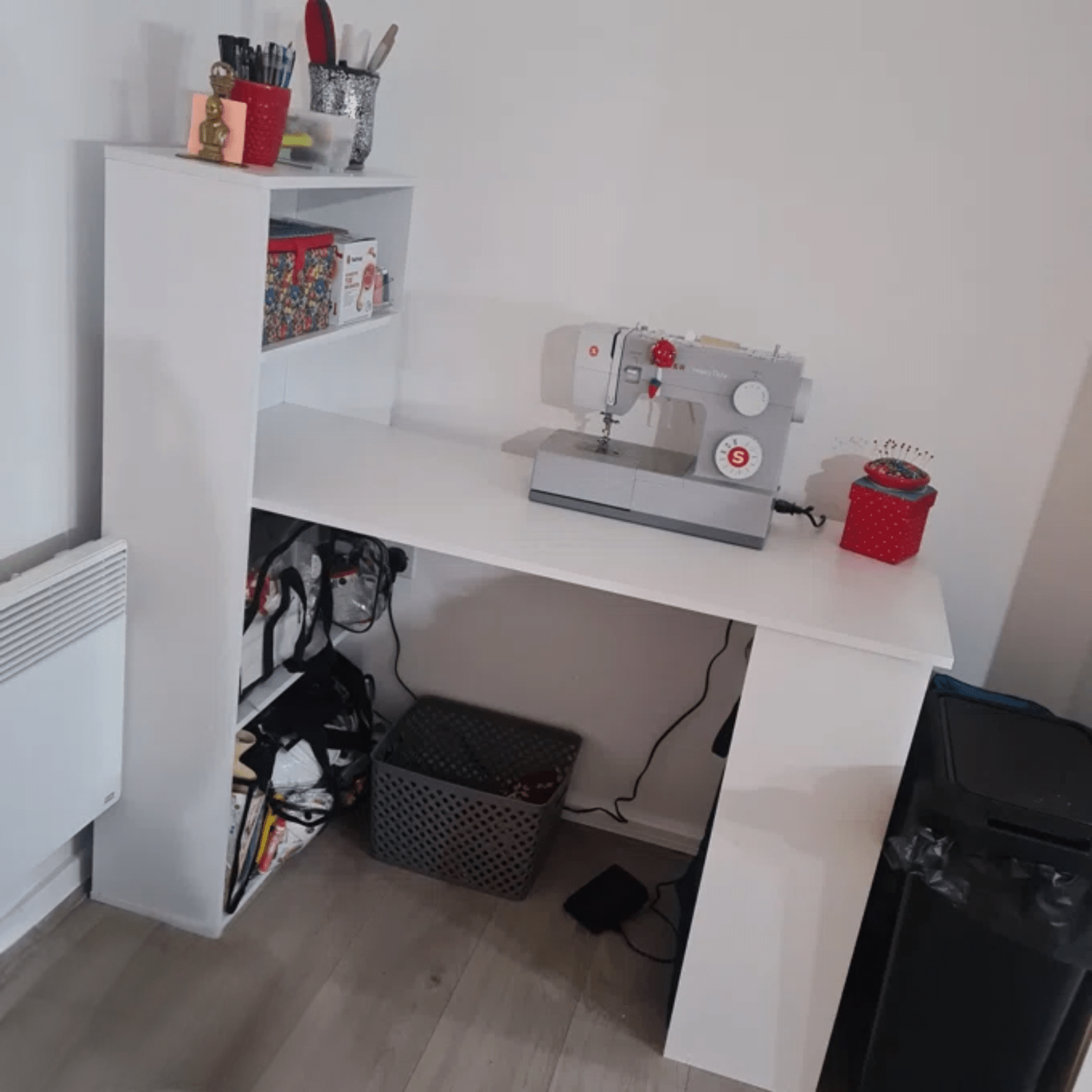 White Computer Desk 120cm Bookshelf Writing Table Study Workstation Side Shelves - Home and Garden Furniture Shop - rustic - furniture