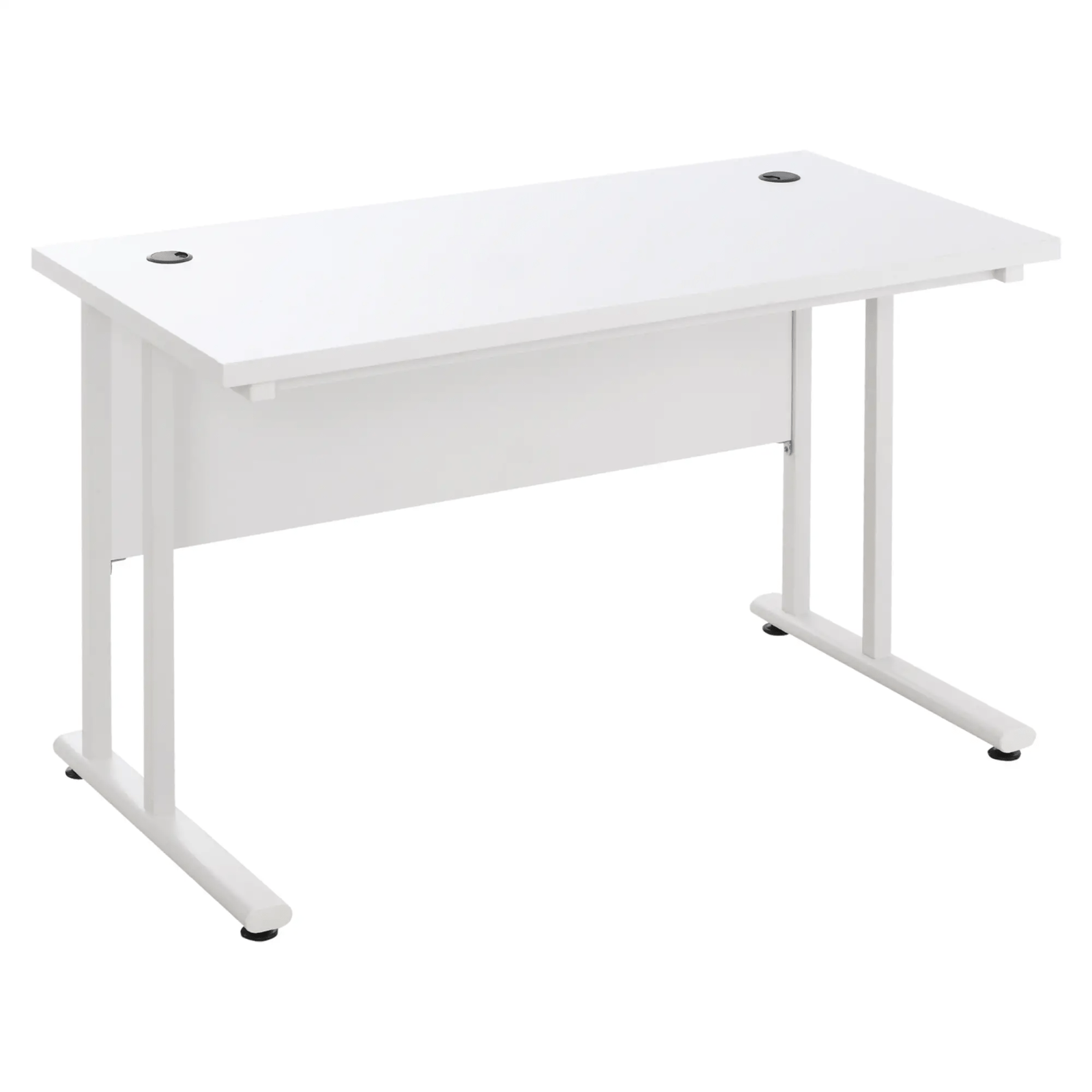 White Computer Desk 120cm Home Office Desk 2 Cable Management Holes Metal Legs - Home and Garden Furniture Shop - rustic - furniture