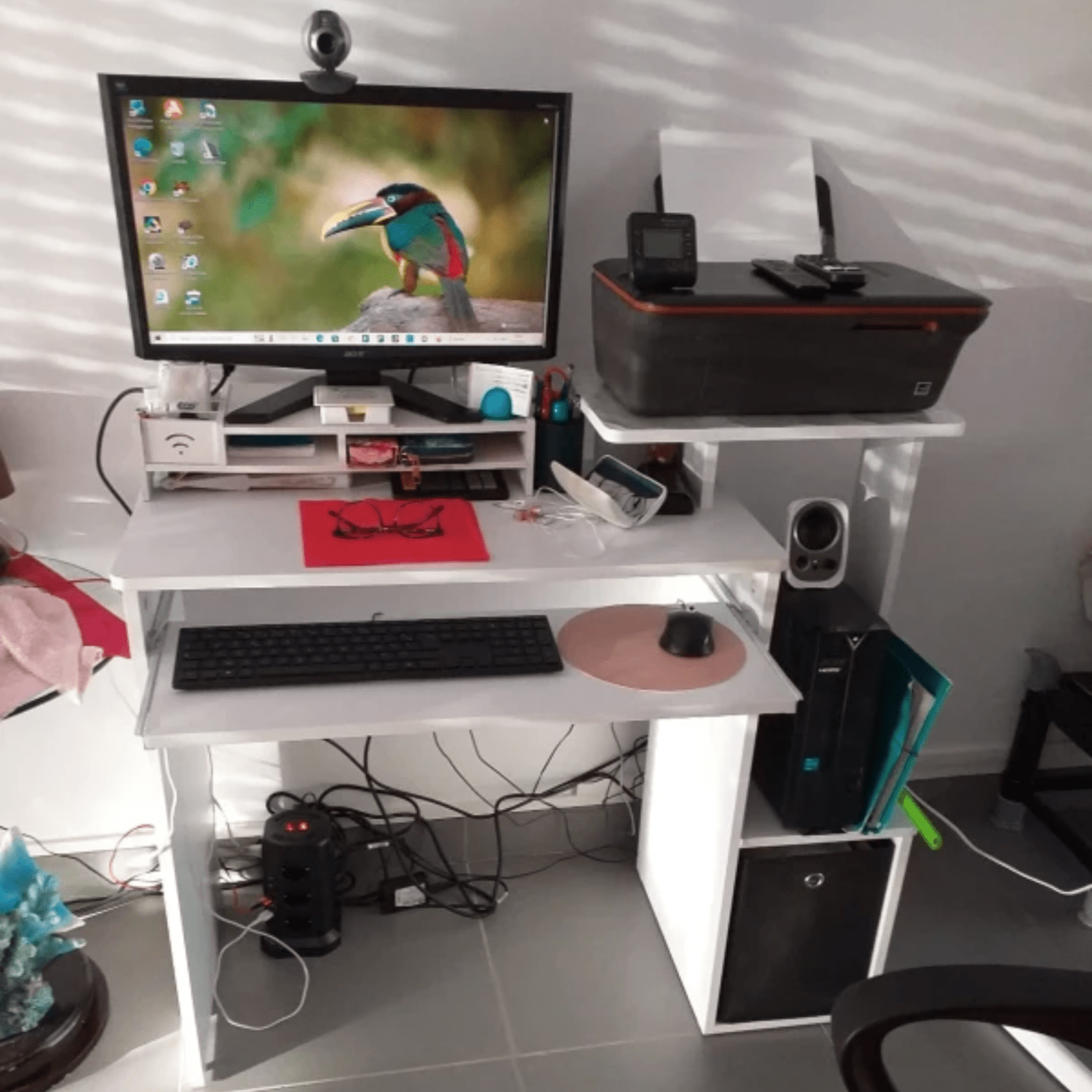 White Computer Desk Shelves Home Office Study Workstation Table PC Laptop Desks - Home and Garden Furniture Shop - rustic - furniture