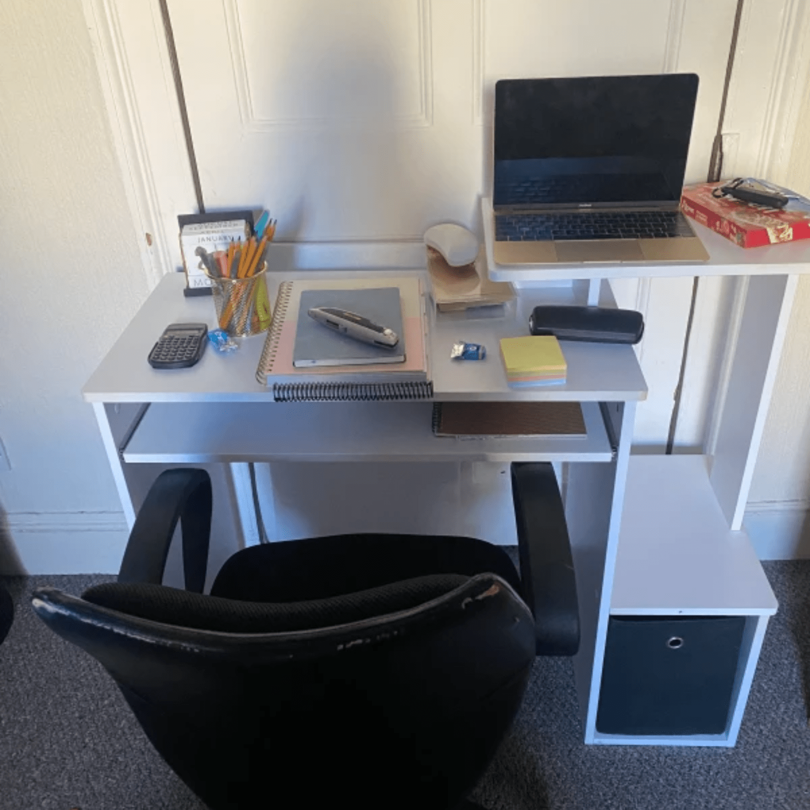 White Computer Desk Shelves Home Office Study Workstation Table PC Laptop Desks - Home and Garden Furniture Shop - rustic - furniture