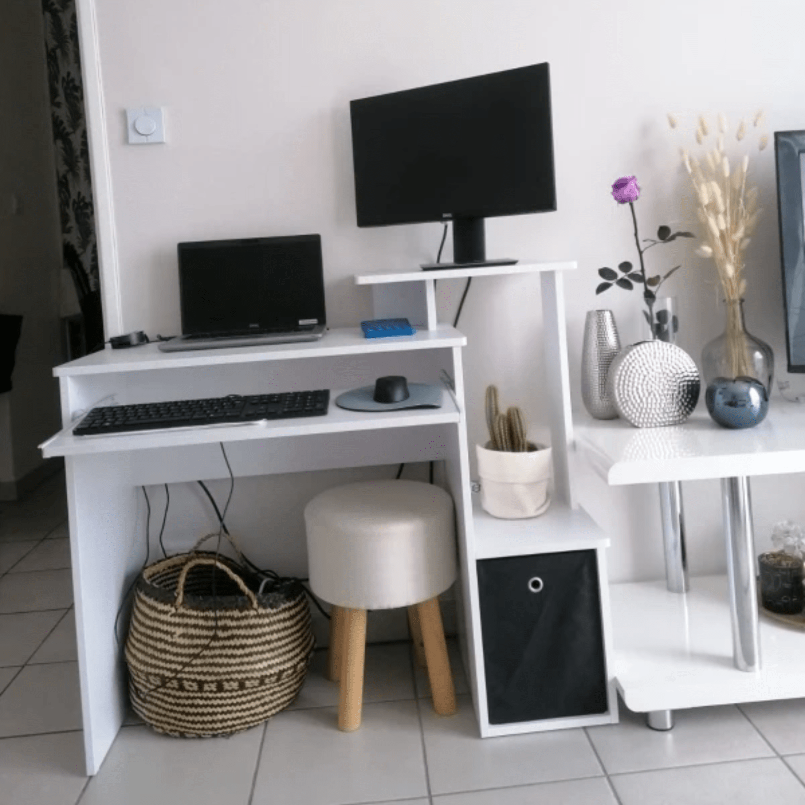 White Computer Desk Shelves Home Office Study Workstation Table PC Laptop Desks - Home and Garden Furniture Shop - rustic - furniture