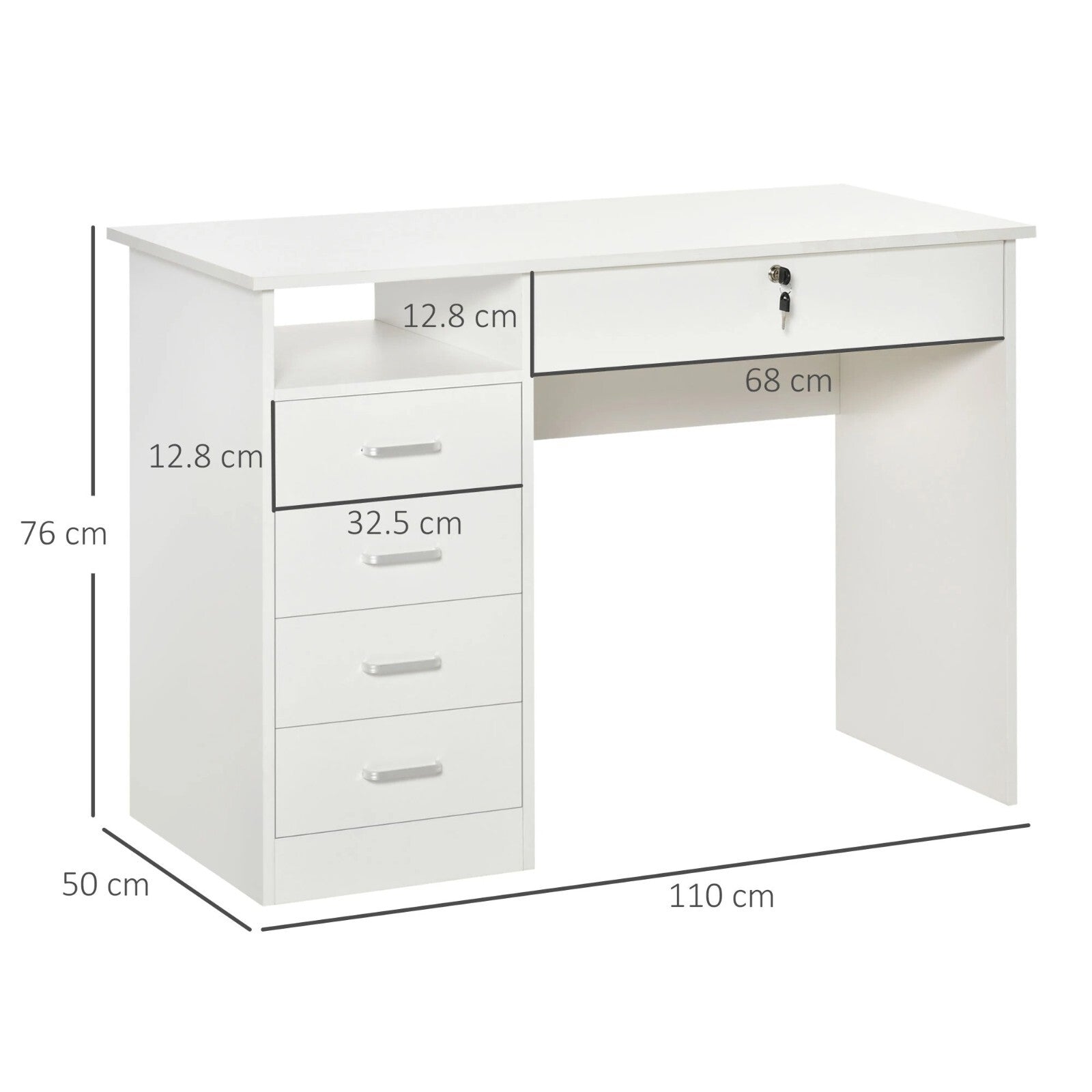 White Computer Desk Side Drawers for Home Office Study Table Writing Workstation - Home and Garden Furniture Shop - rustic - furniture