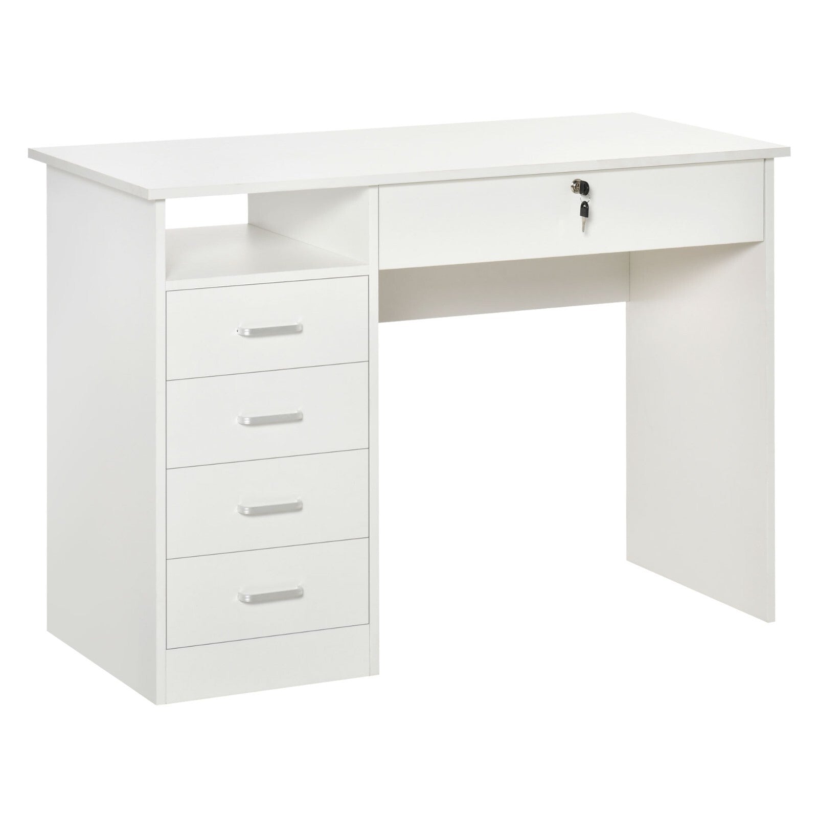 White Computer Desk Side Drawers for Home Office Study Table Writing Workstation - Home and Garden Furniture Shop - rustic - furniture