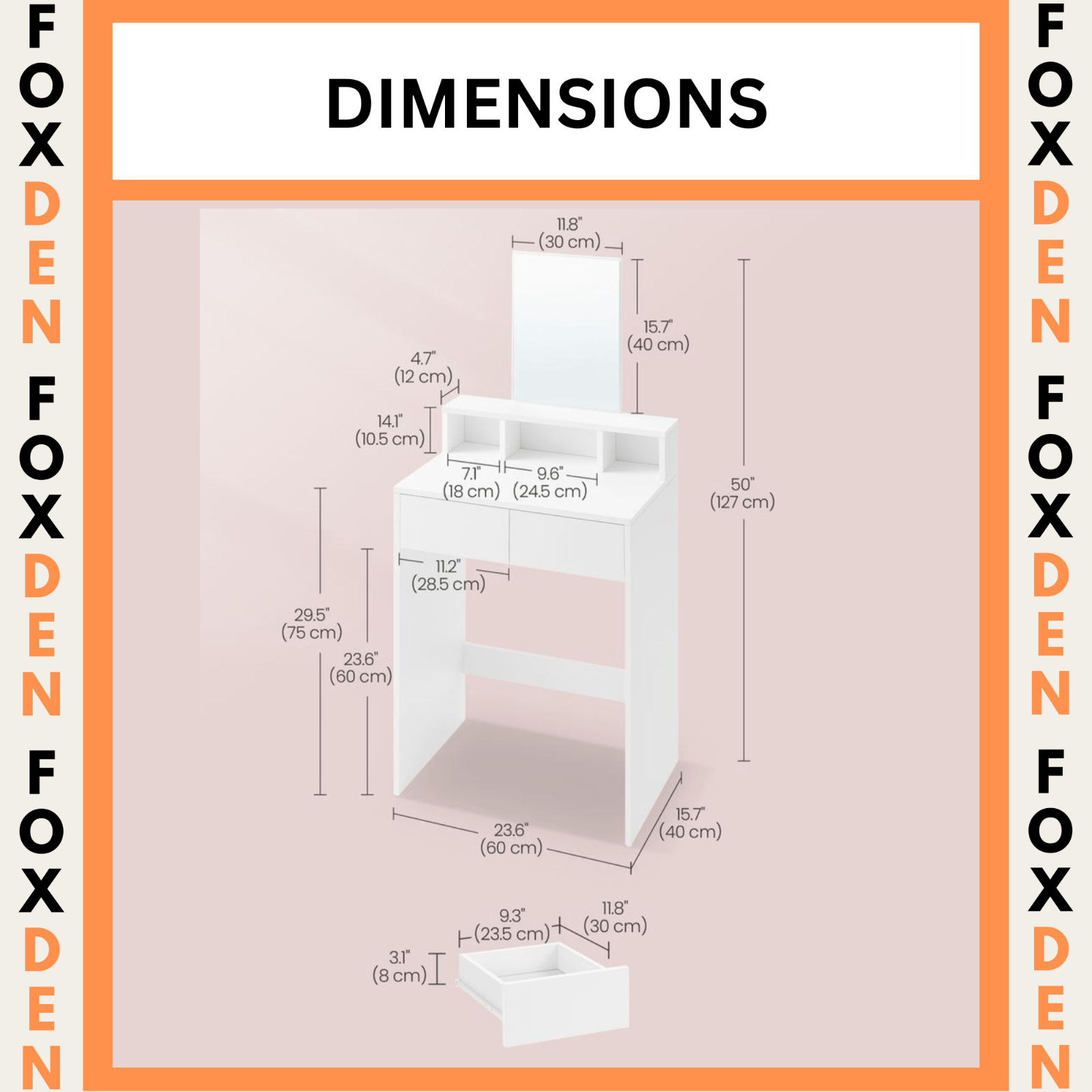 White Dressing Table with Large Mirror Vanity Table with 2 Drawers Make Up Desk - Home and Garden Furniture Shop - rustic - furniture