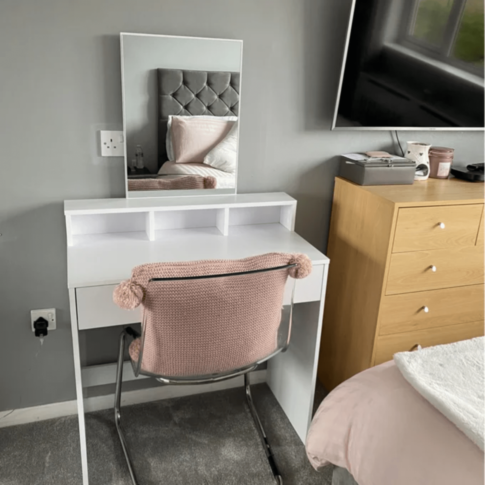 White Dressing Table with Large Mirror Vanity Table with 2 Drawers Make Up Desk - Home and Garden Furniture Shop - rustic - furniture