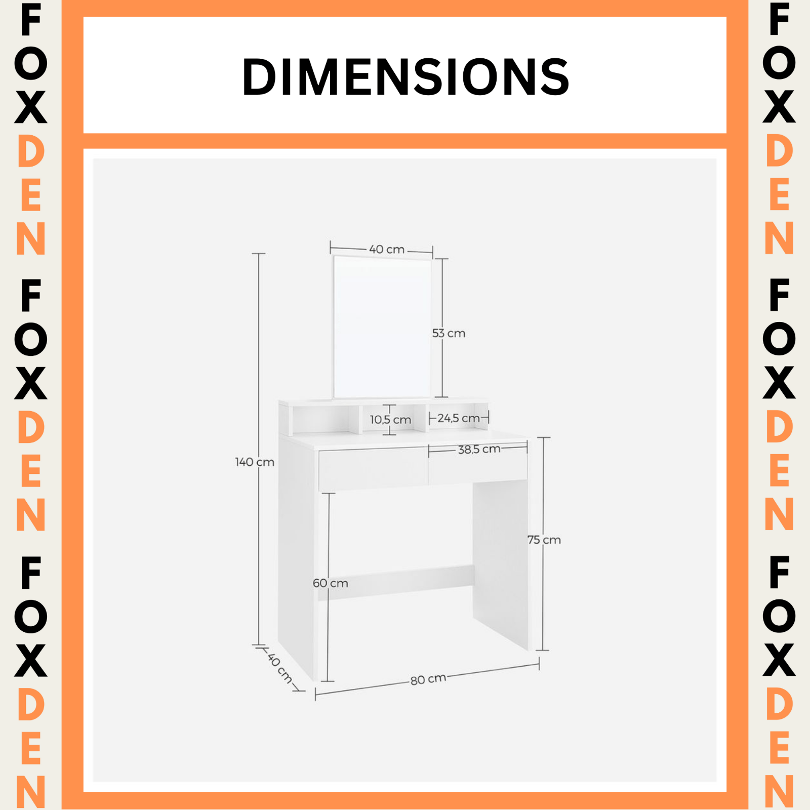 White Dressing Table with Large Mirror Vanity Table with 2 Drawers Make Up Desk - Home and Garden Furniture Shop - rustic - furniture