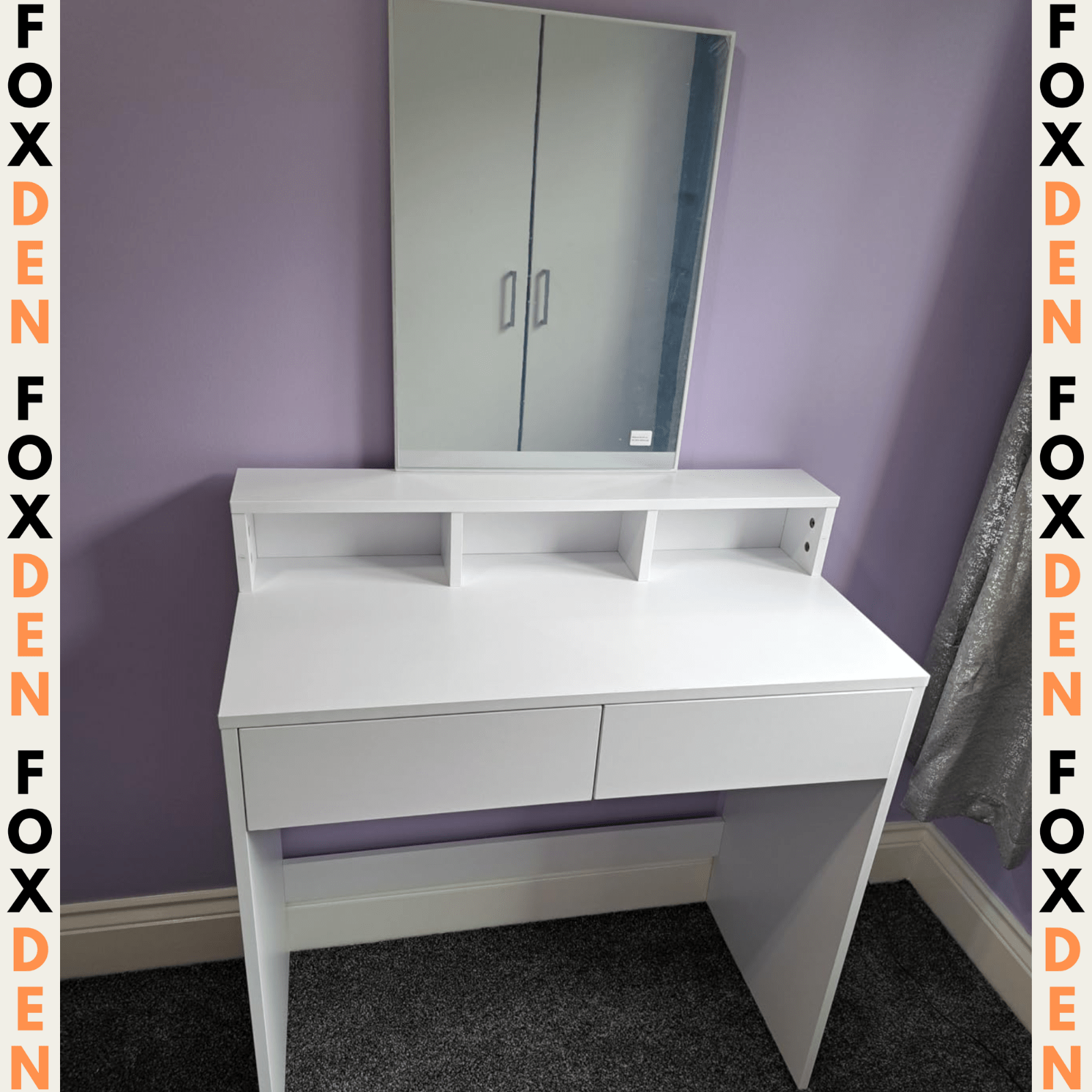White Dressing Table with Large Mirror Vanity Table with 2 Drawers Make Up Desk - Home and Garden Furniture Shop - rustic - furniture