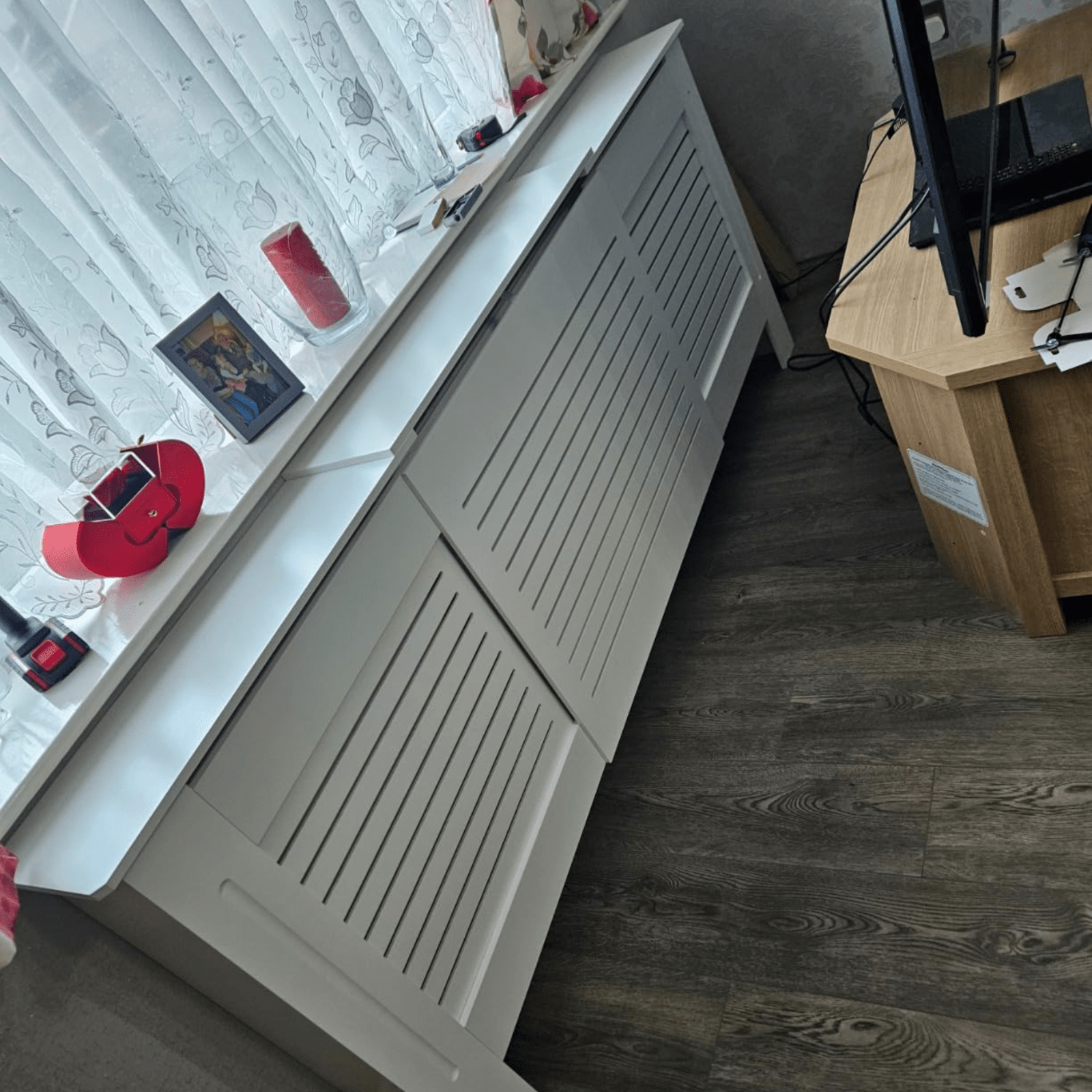 White Extendable Radiator Cover Cabinet Shelving Slatted Design MDF Living Room - Home and Garden Furniture Shop - rustic - furniture