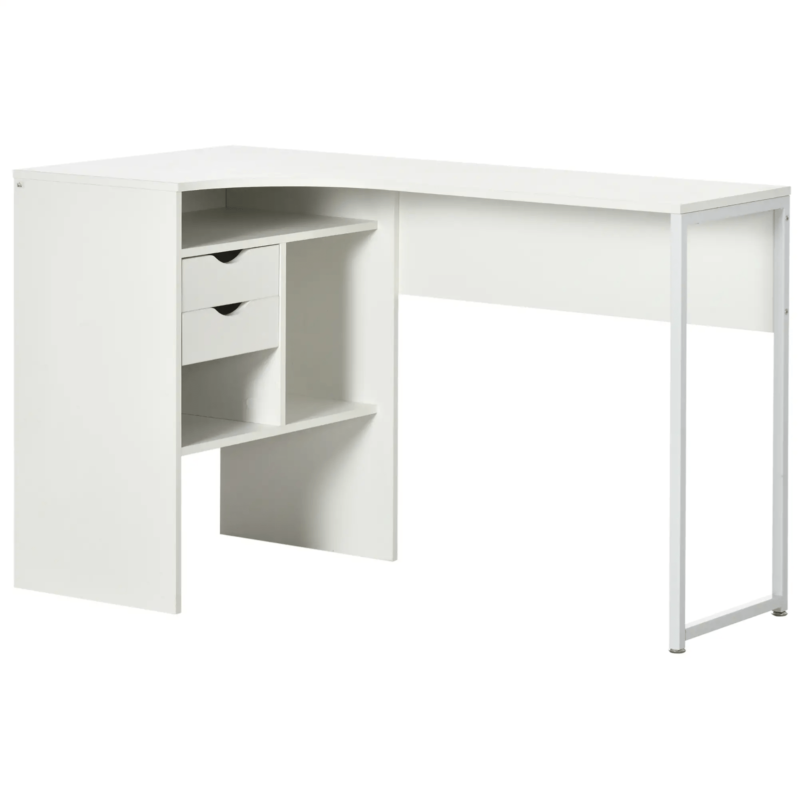 White L Shaped Computer Desk Drawers Corner Study Writing Table Storage Shelf - Home and Garden Furniture Shop - rustic - furniture