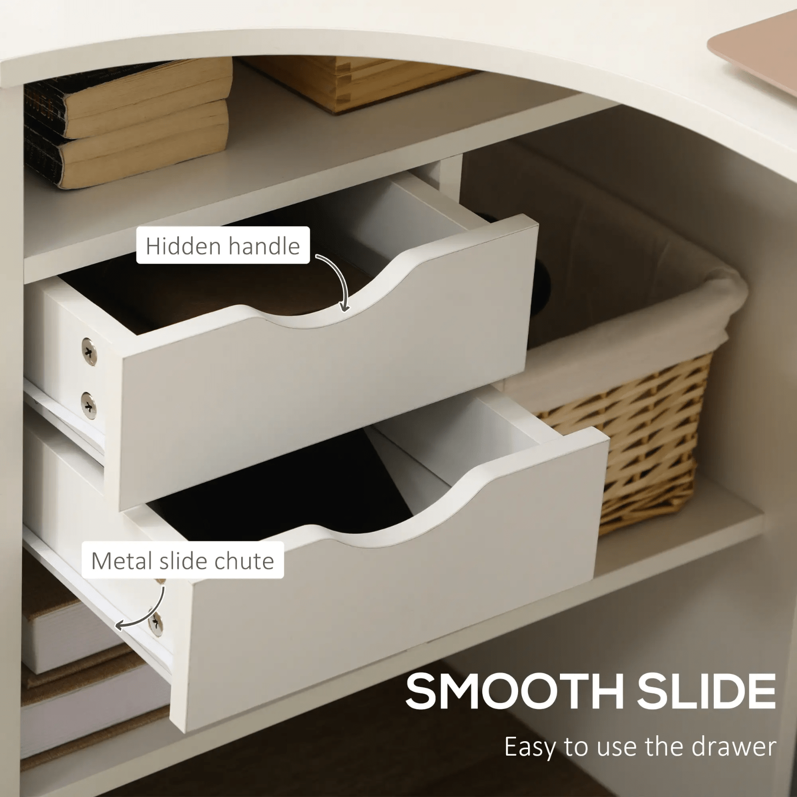 White L Shaped Computer Desk Drawers Corner Study Writing Table Storage Shelf - Home and Garden Furniture Shop - rustic - furniture