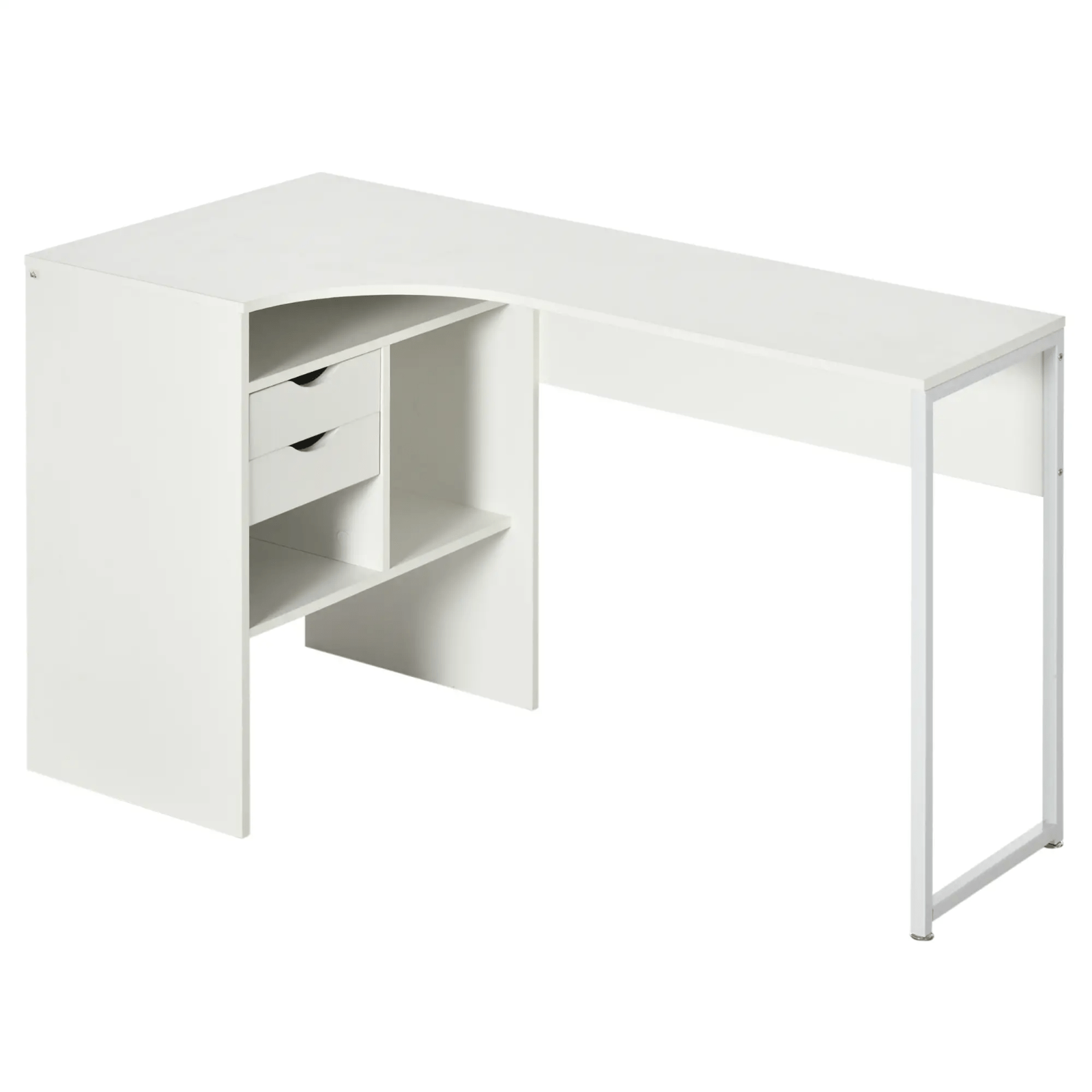 White L Shaped Computer Desk Drawers Corner Study Writing Table Storage Shelf - Home and Garden Furniture Shop - rustic - furniture