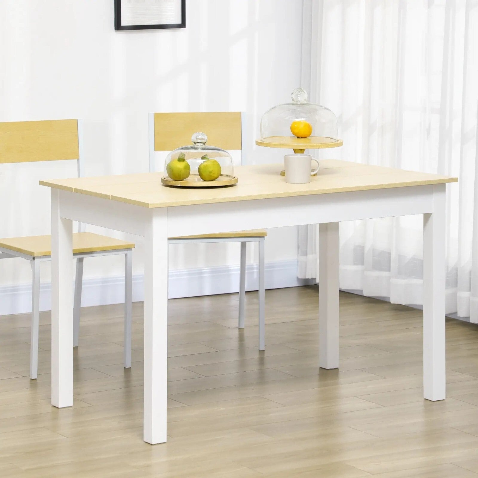 White Modern Dining Table Kitchen Table with Wood Oak Effect 4 to 6 Seater Table - Home and Garden Furniture Shop - rustic - furniture
