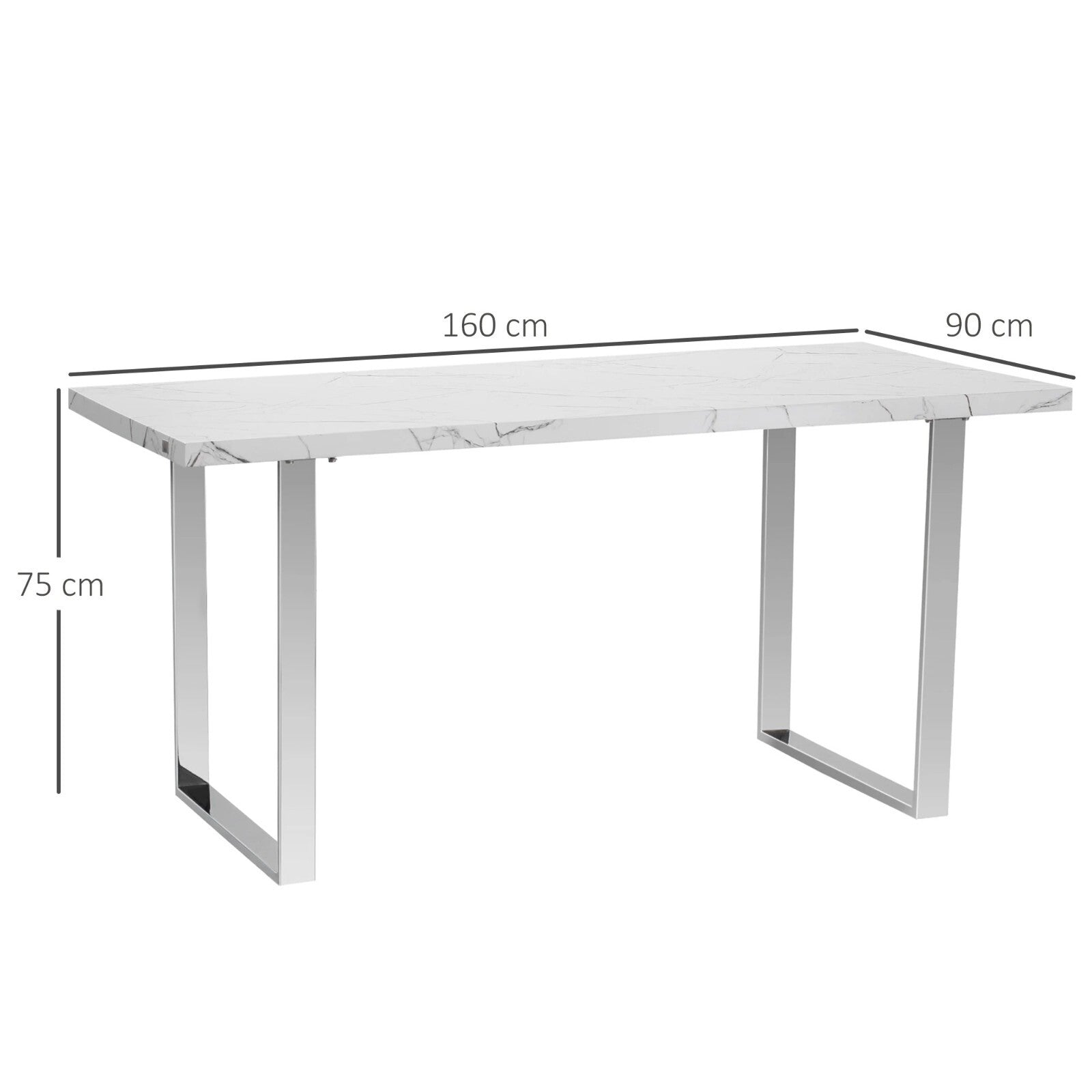 White Modern Large Dining Room Table Kitchen Table Marble Effect Top Steel Legs - Home and Garden Furniture Shop - rustic - furniture