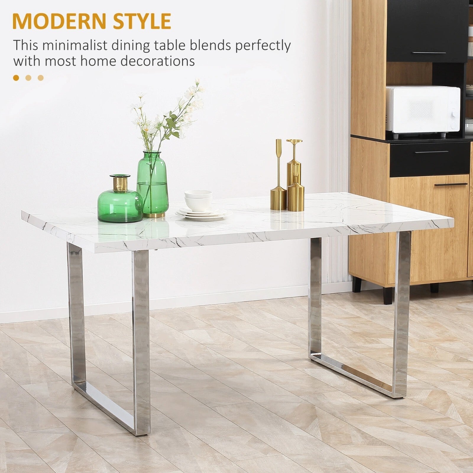 White Modern Large Dining Room Table Kitchen Table Marble Effect Top Steel Legs - Home and Garden Furniture Shop - rustic - furniture