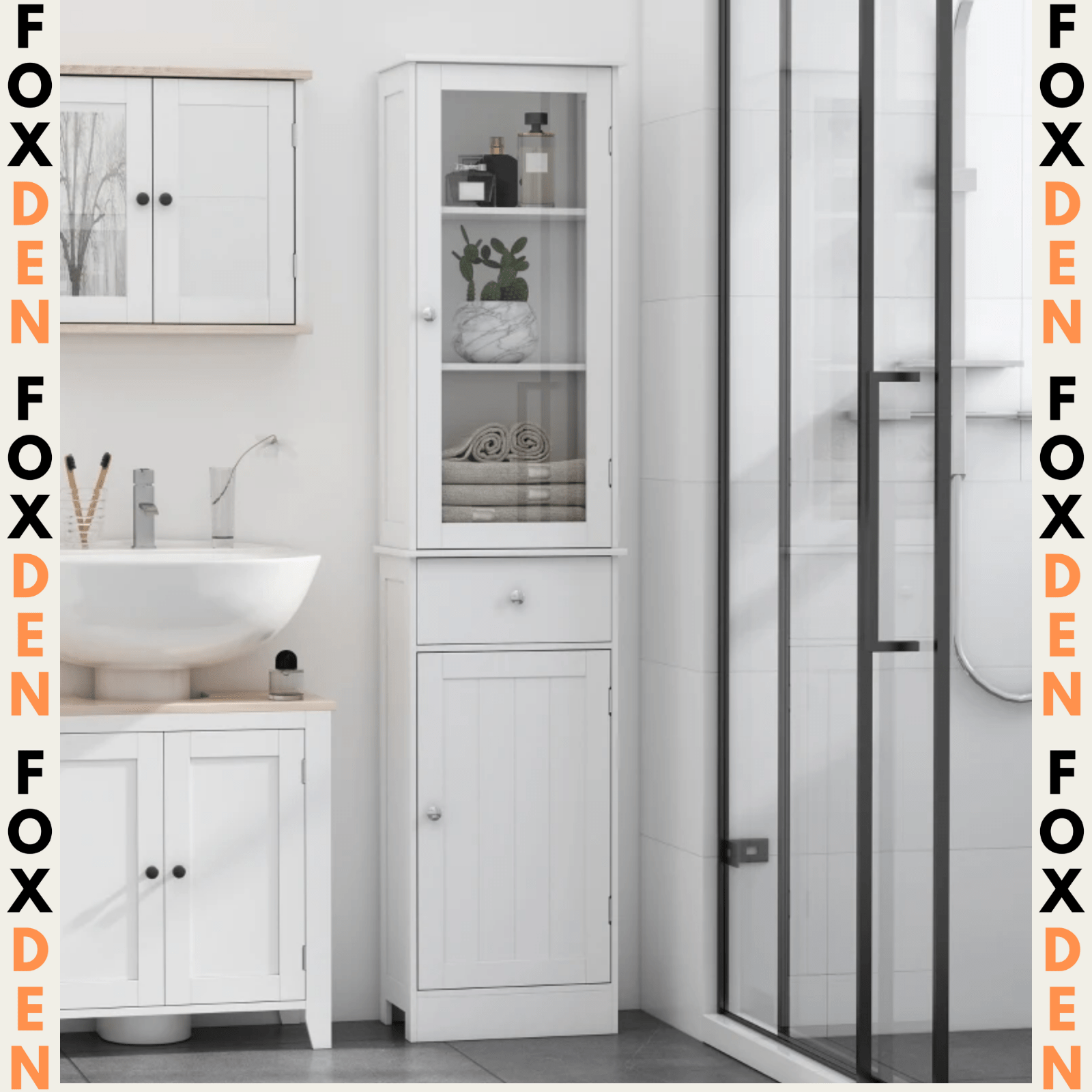 White Tall Bathroom Cabinet Storage Unit Slim Tallboy Cupboard Door Shelves NEW - Home and Garden Furniture Shop - rustic - furniture