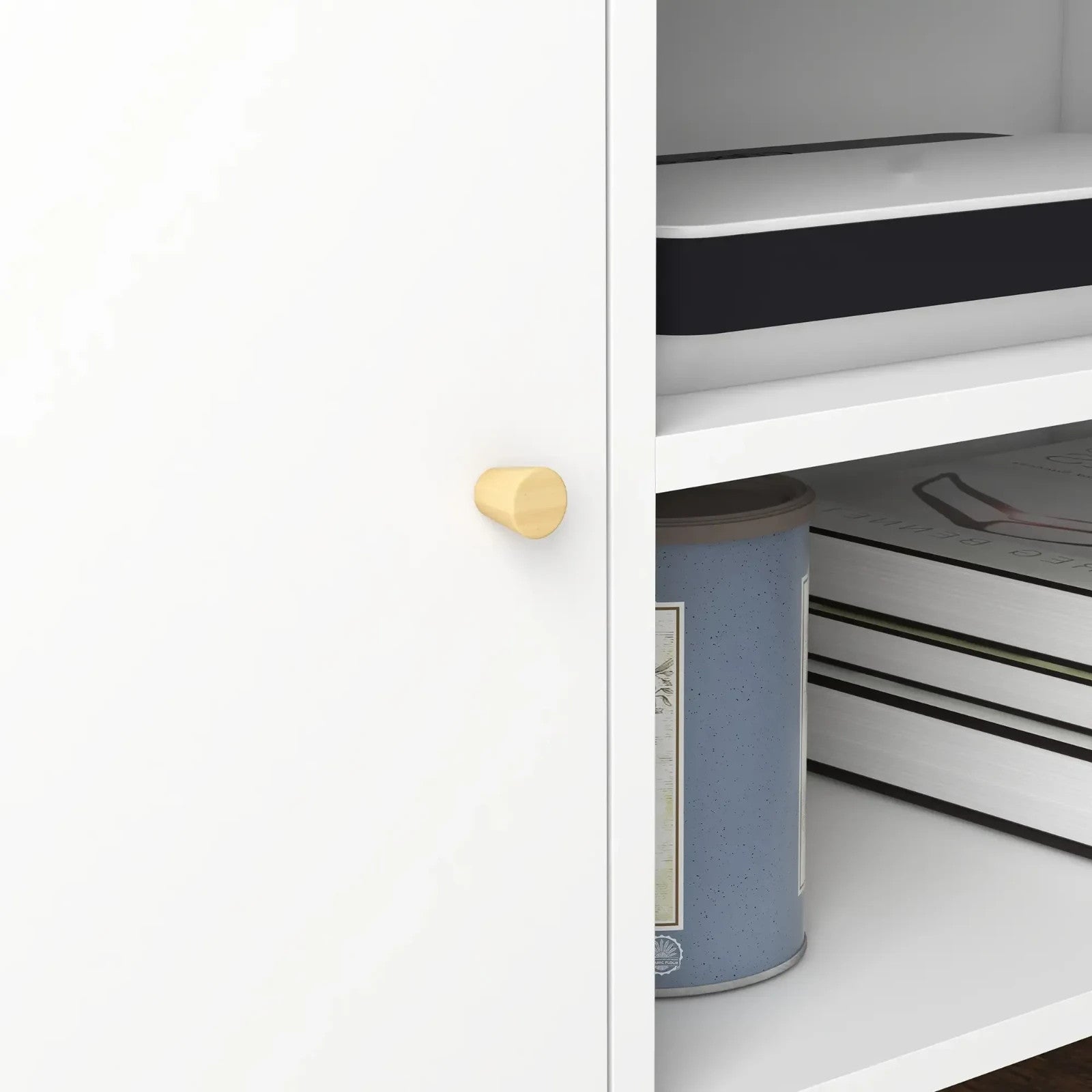 White TV Stand Entertainment Unit with Doors for 55 Inch TV Wooden Legs Shelves - Home and Garden Furniture Shop - rustic - furniture