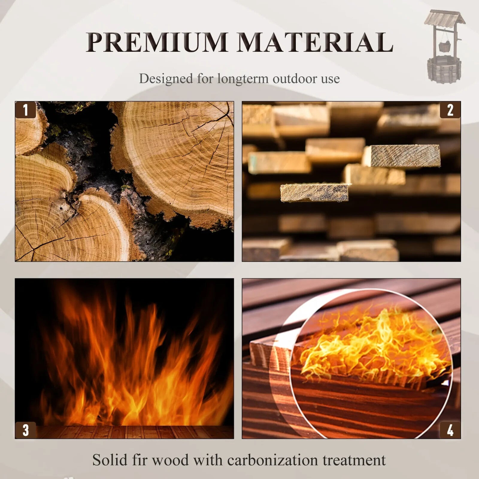 Wishing Well Planter Rustic Wooden Garden Bucket Planter Outdoor Decor Brown - Home and Garden Furniture Shop - rustic - furniture