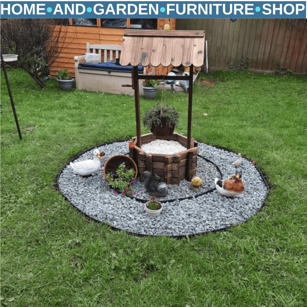 Wishing Well Planter Rustic Wooden Garden Bucket Planter Outdoor Decor Brown - Home and Garden Furniture Shop - rustic - furniture