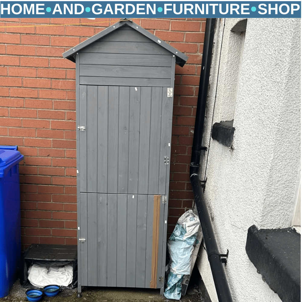 Wood Garden Storage Shed Timber Tool Cabinet Lockable Door Outdoor Utility Roof - Home and Garden Furniture Shop - rustic - furniture