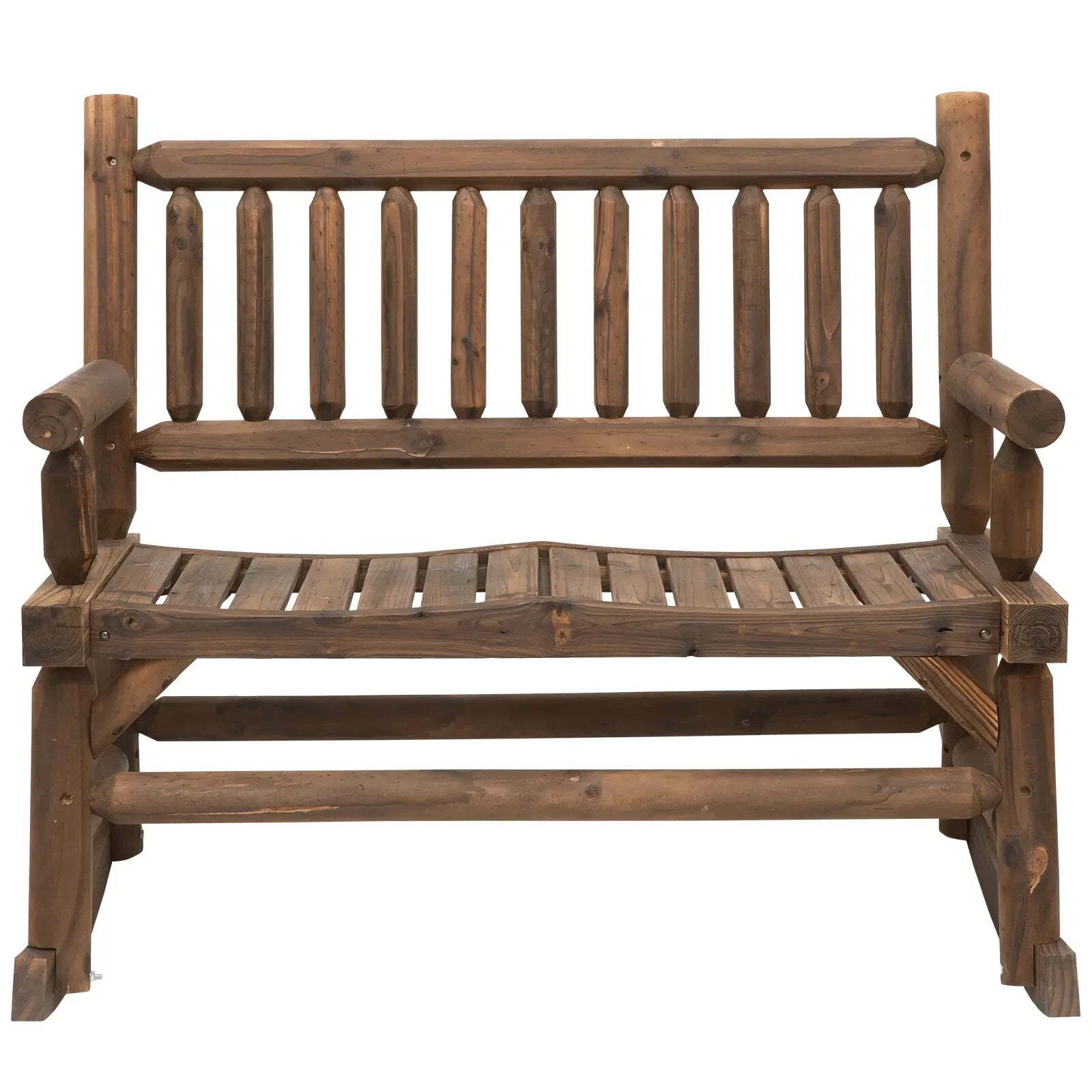 Wooden 2 Seat Rocking Bench with Slatted Back Rustic Garden Loveseat Furniture - Home and Garden Furniture Shop - rustic - furniture