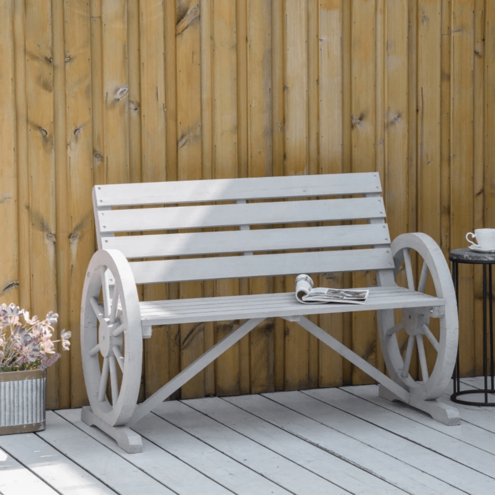 Wooden 2 Seater Garden Bench Rustic Patio Loveseat Park Seat Outdoor Furniture - Home and Garden Furniture Shop - rustic - furniture