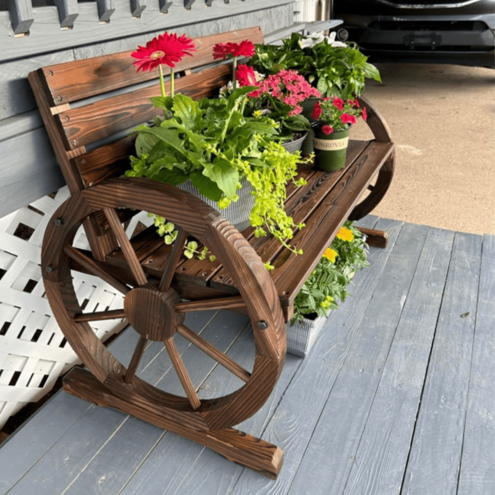 Wooden 2 Seater Garden Bench Rustic Patio Loveseat Park Seat Outdoor Furniture - Home and Garden Furniture Shop - rustic - furniture