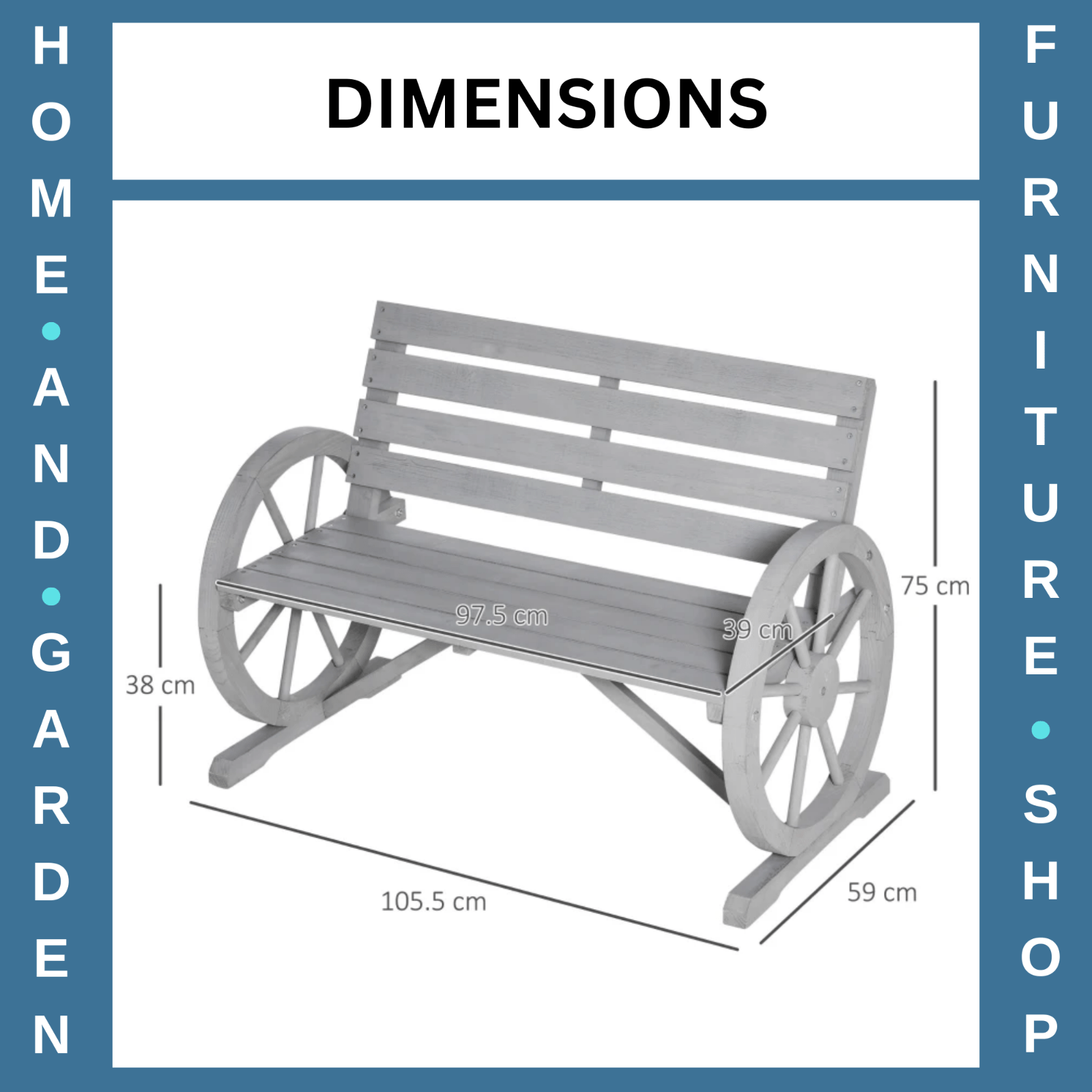 Wooden 2 Seater Garden Bench Rustic Patio Loveseat Park Seat Outdoor Furniture - Home and Garden Furniture Shop - rustic - furniture