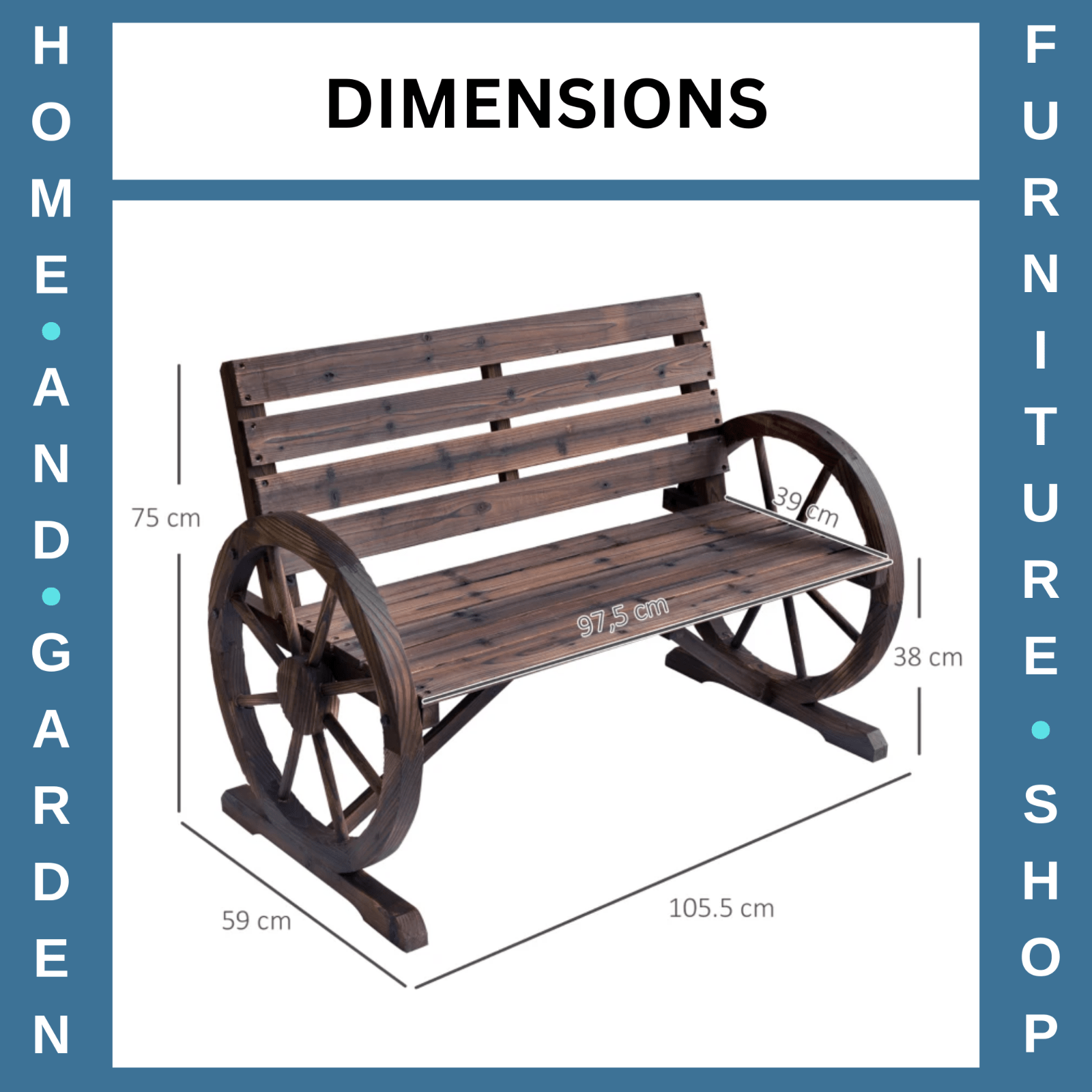 Wooden 2 Seater Garden Bench Rustic Patio Loveseat Park Seat Outdoor Furniture - Home and Garden Furniture Shop - rustic - furniture