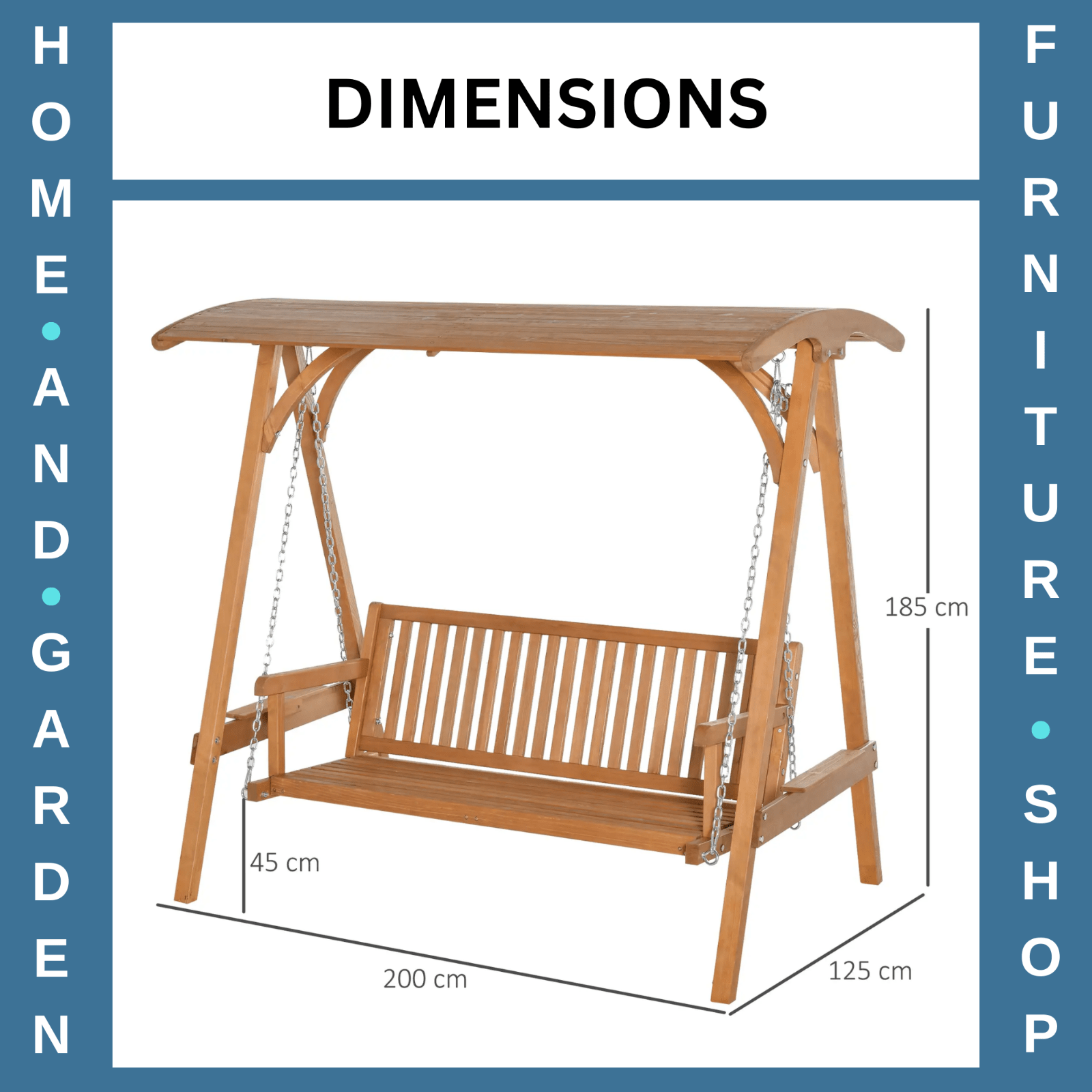 Wooden 3 Seater Garden Swing Chair Outdoor Patio Bench w/ Canopy Sun Shade Seat - Home and Garden Furniture Shop - #rustic - furniture#