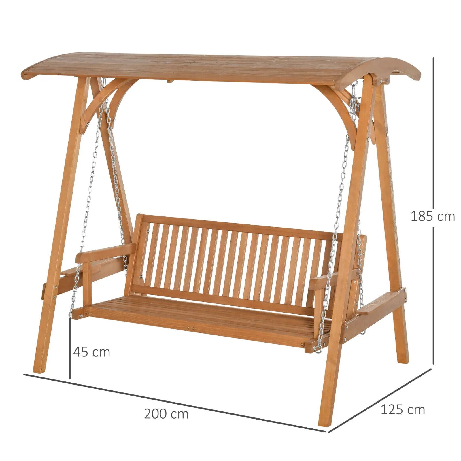 Wooden 3 Seater Garden Swing Chair Outdoor Patio Bench w/ Canopy Sun Shade Seat - Home and Garden Furniture Shop - #rustic - furniture#