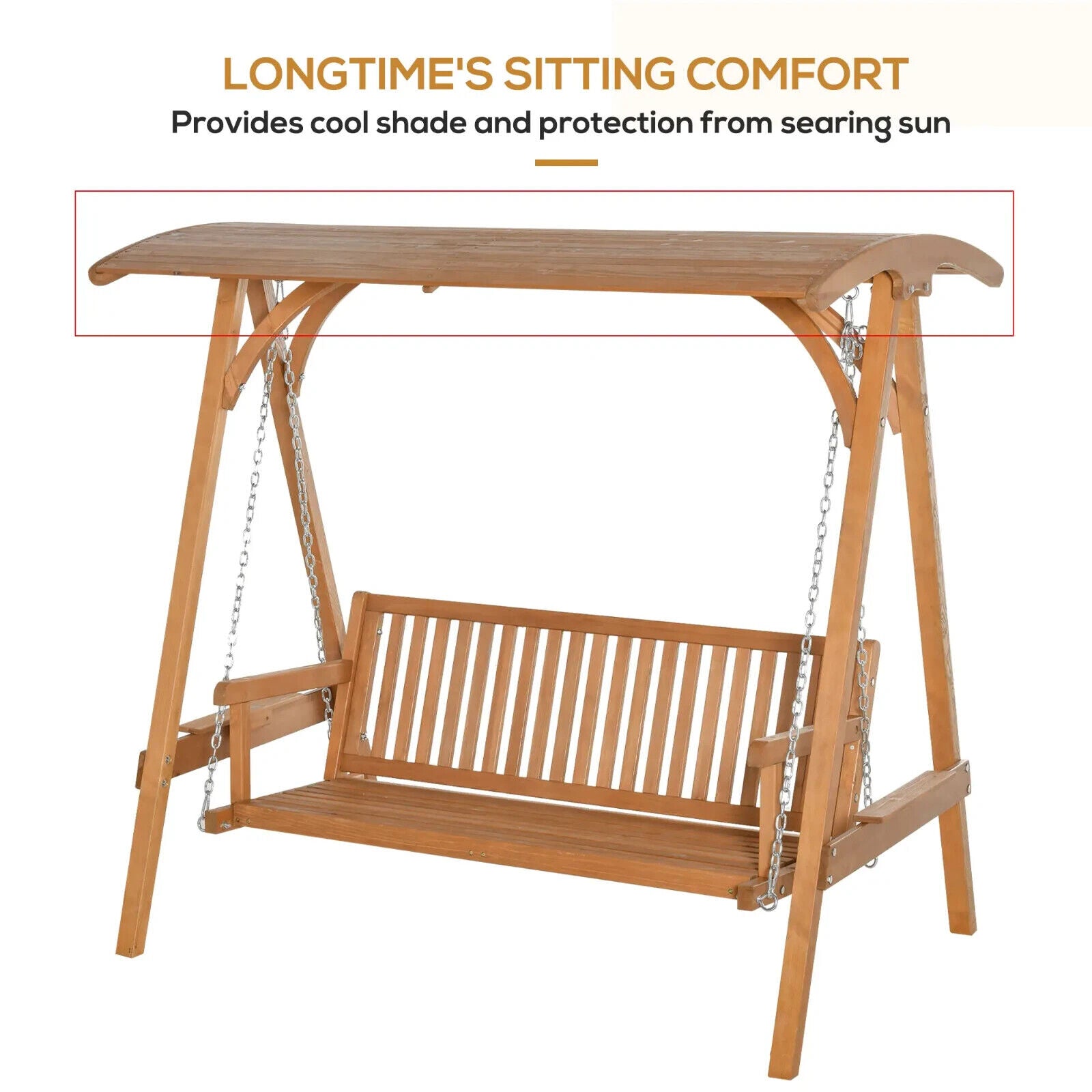 Wooden 3 Seater Garden Swing Chair Outdoor Patio Bench w/ Canopy Sun Shade Seat - Home and Garden Furniture Shop - #rustic - furniture#
