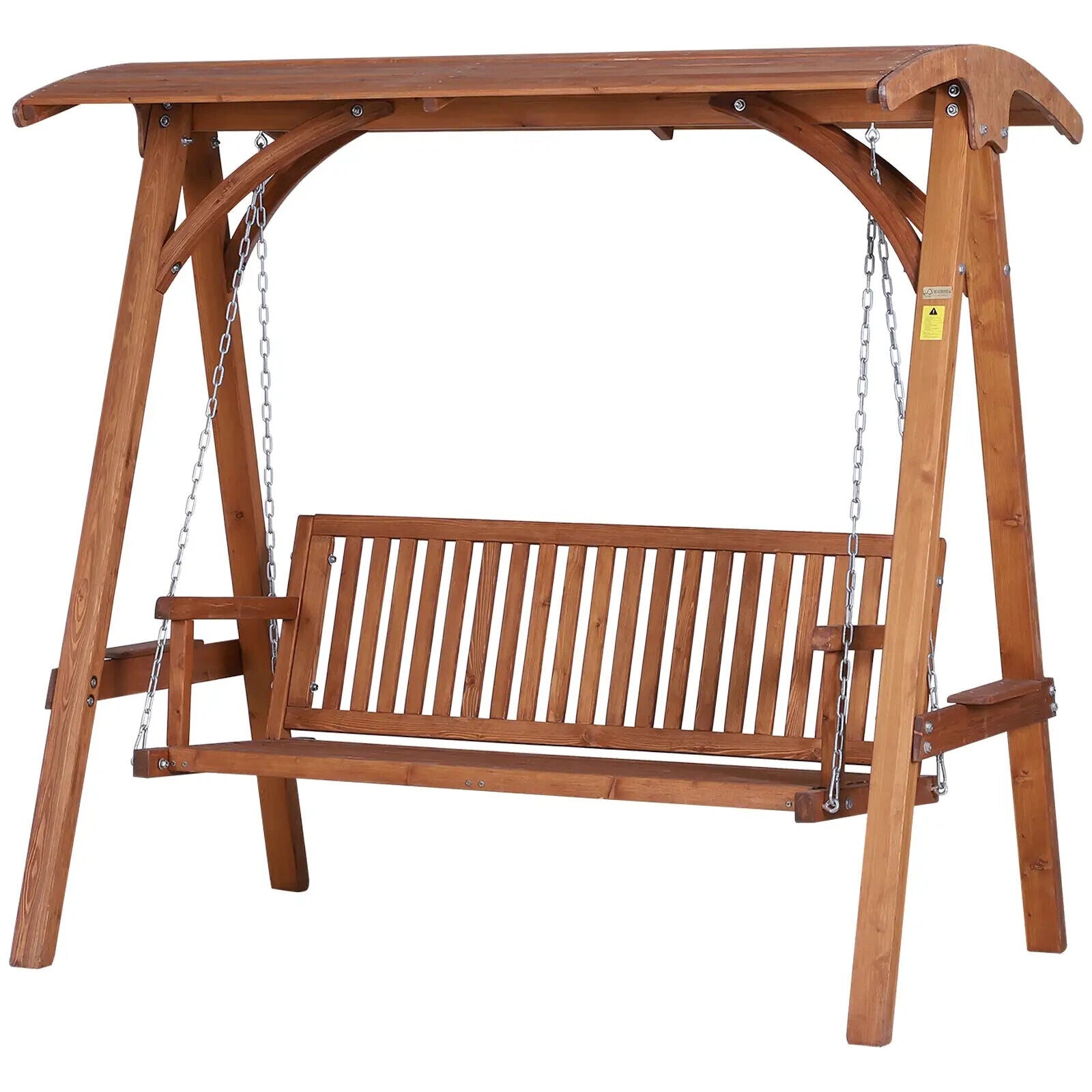 Wooden 3 Seater Garden Swing Chair Outdoor Patio Bench w/ Canopy Sun Shade Seat - Home and Garden Furniture Shop - #rustic - furniture#