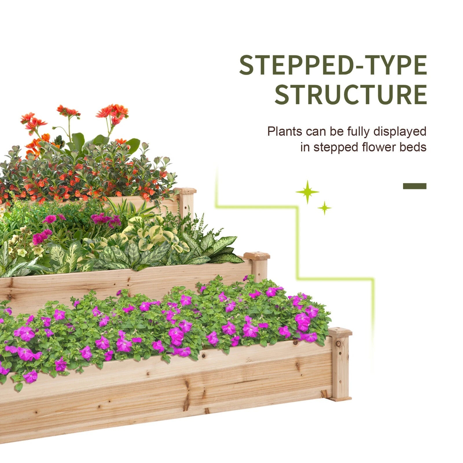 Wooden 3 Tier Raised Garden Planter Box Kit Elevated Bed Stand for Patio or Yard - Home and Garden Furniture Shop - rustic - furniture