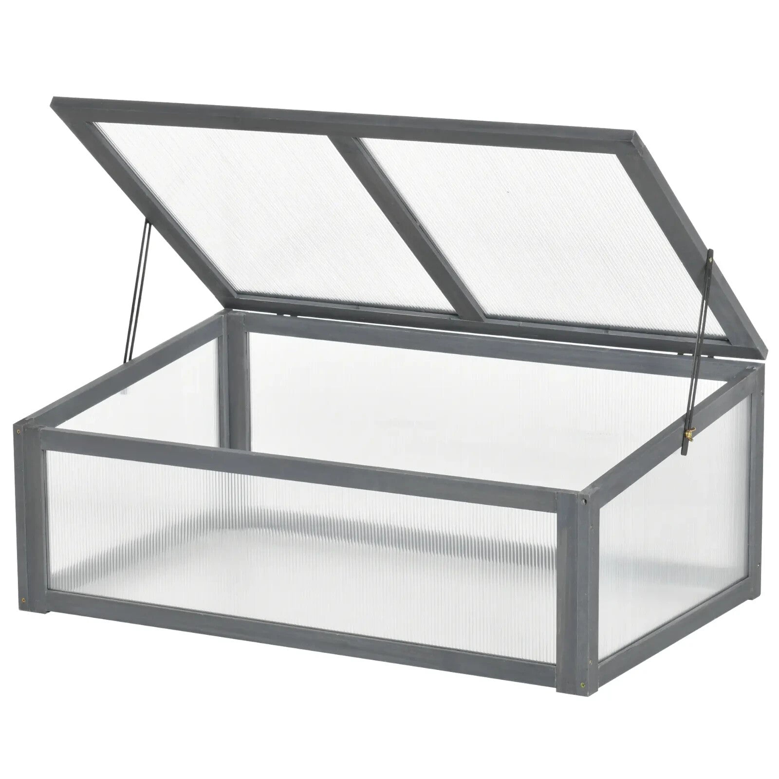 Wooden Cold Frame Greenhouse with Openable Top Polycarbonate Panels 100x65x40 cm - Home and Garden Furniture Shop - rustic - furniture