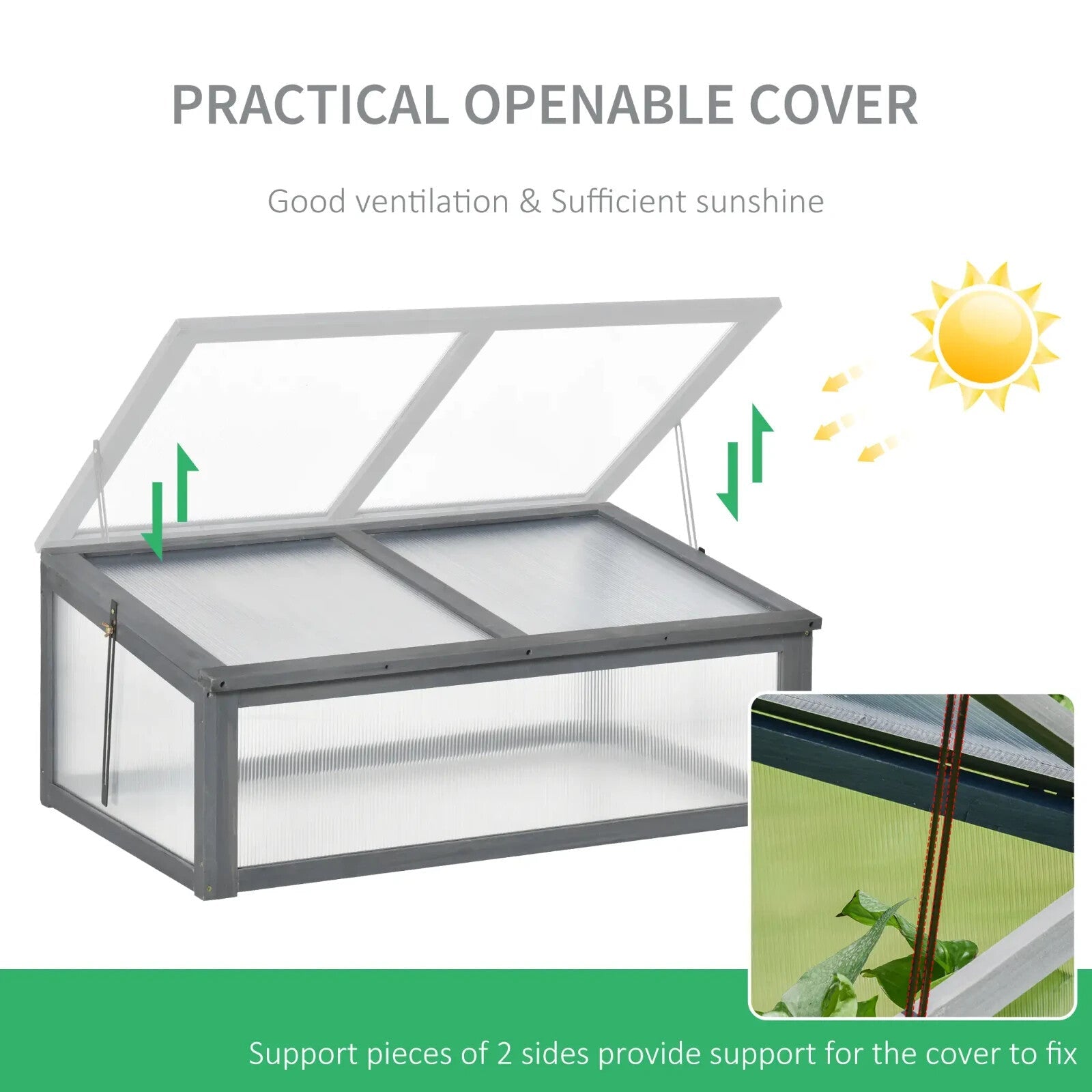 Wooden Cold Frame Greenhouse with Openable Top Polycarbonate Panels 100x65x40 cm - Home and Garden Furniture Shop - rustic - furniture