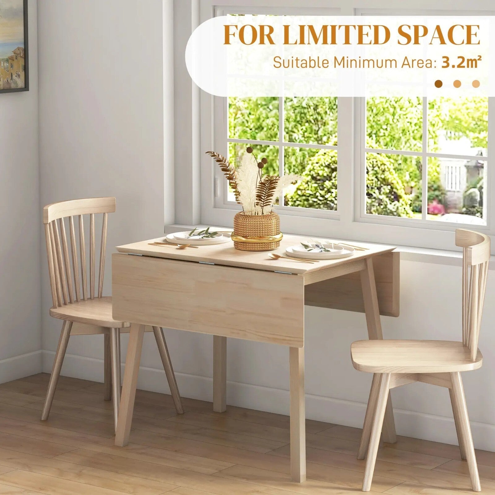 Wooden Drop Leaf Dining Table Space Saving Extendable Folding Kitchen Table Wood - Home and Garden Furniture Shop - rustic - furniture