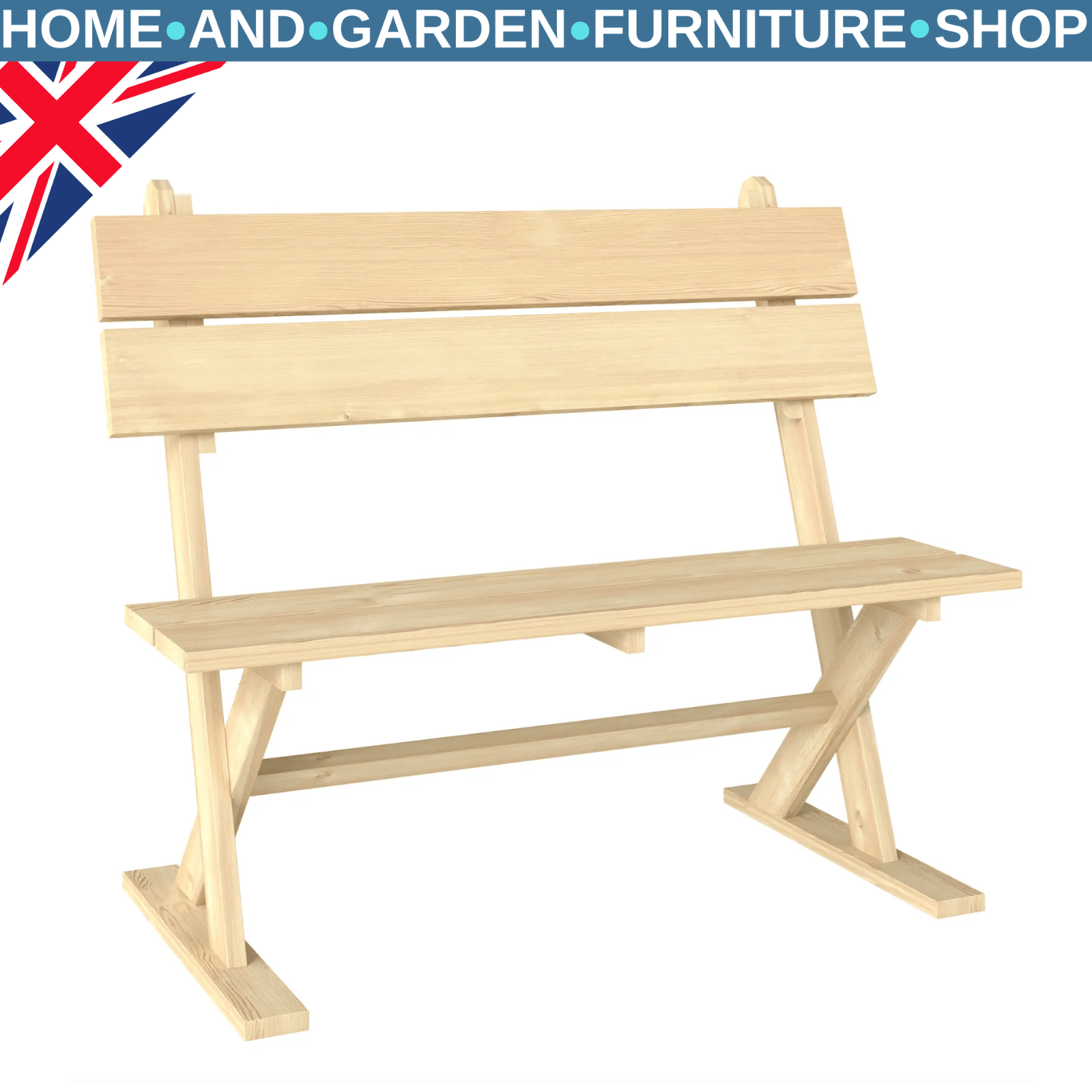 Wooden Garden Bench 2 Seater Loveseat Slatted Wood Seat Back Outdoor Patio Bench - Home and Garden Furniture Shop - rustic - furniture