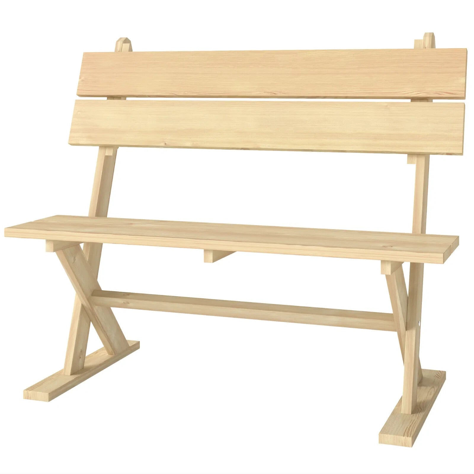 Wooden Garden Bench 2 Seater Loveseat Slatted Wood Seat Back Outdoor Patio Bench - Home and Garden Furniture Shop - rustic - furniture