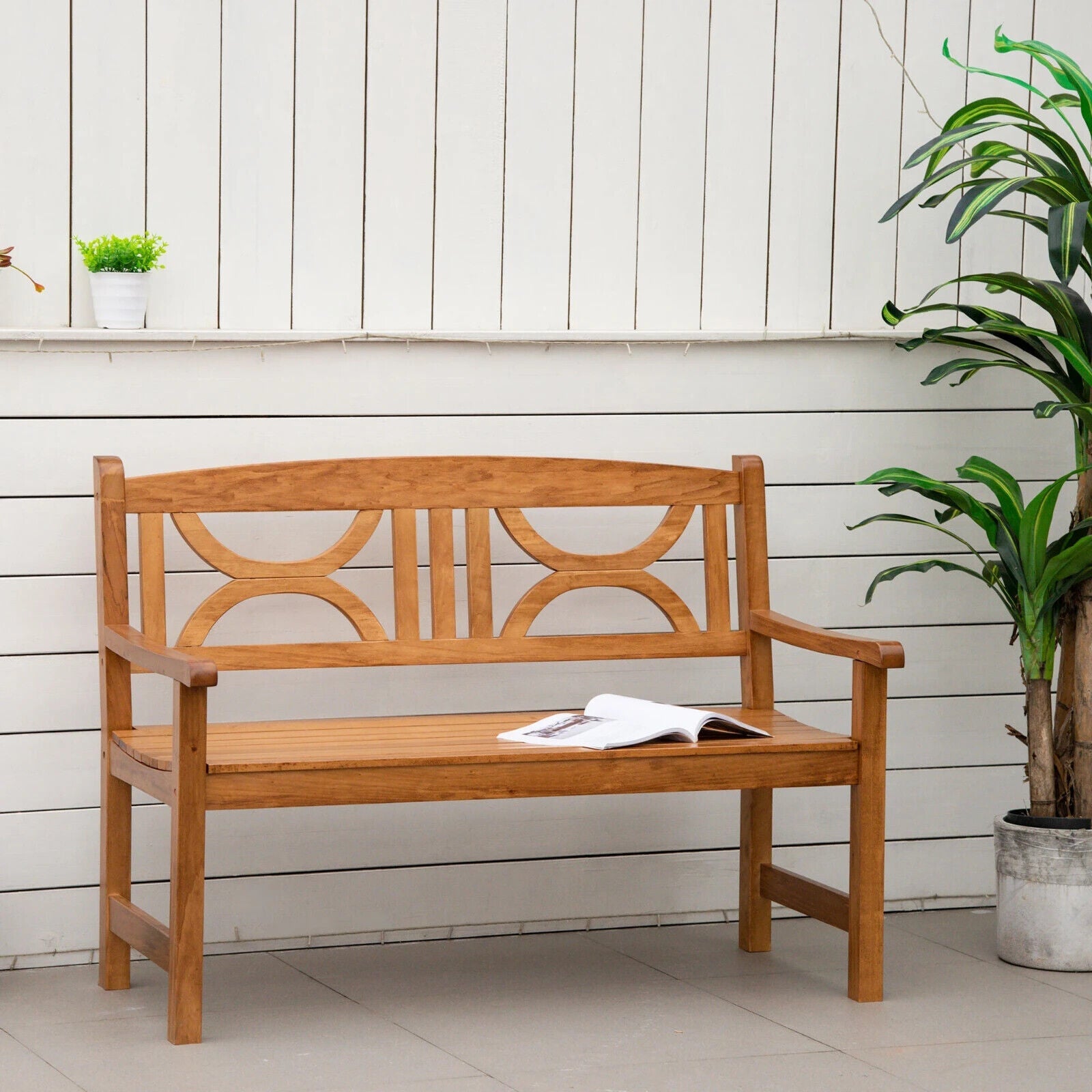 Wooden Garden Bench 2 Seater Outdoor Patio Loveseat for Porch Yard Lawn Decking - Home and Garden Furniture Shop - #rustic - furniture#