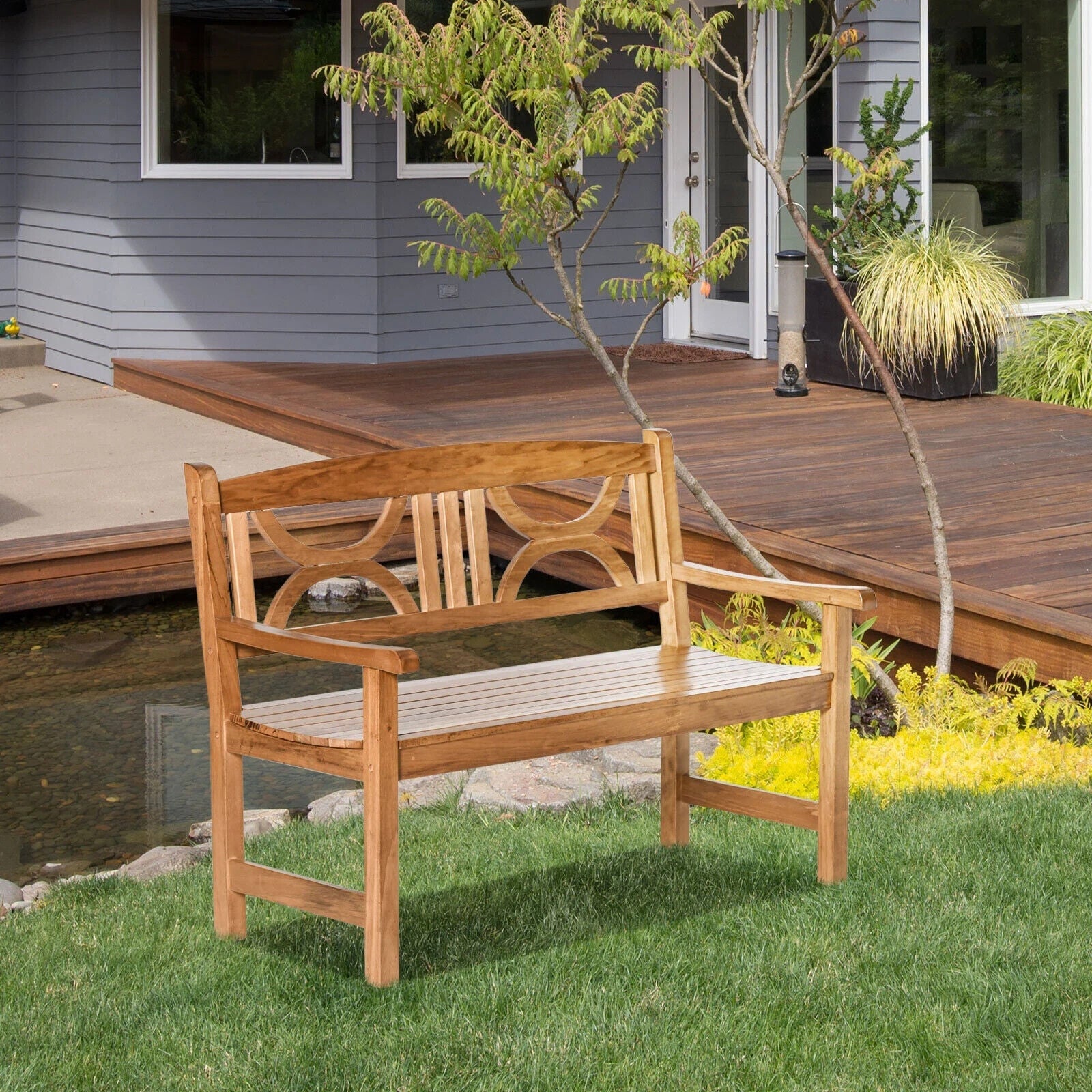 Wooden Garden Bench 2 Seater Outdoor Patio Loveseat for Porch Yard Lawn Decking - Home and Garden Furniture Shop - #rustic - furniture#