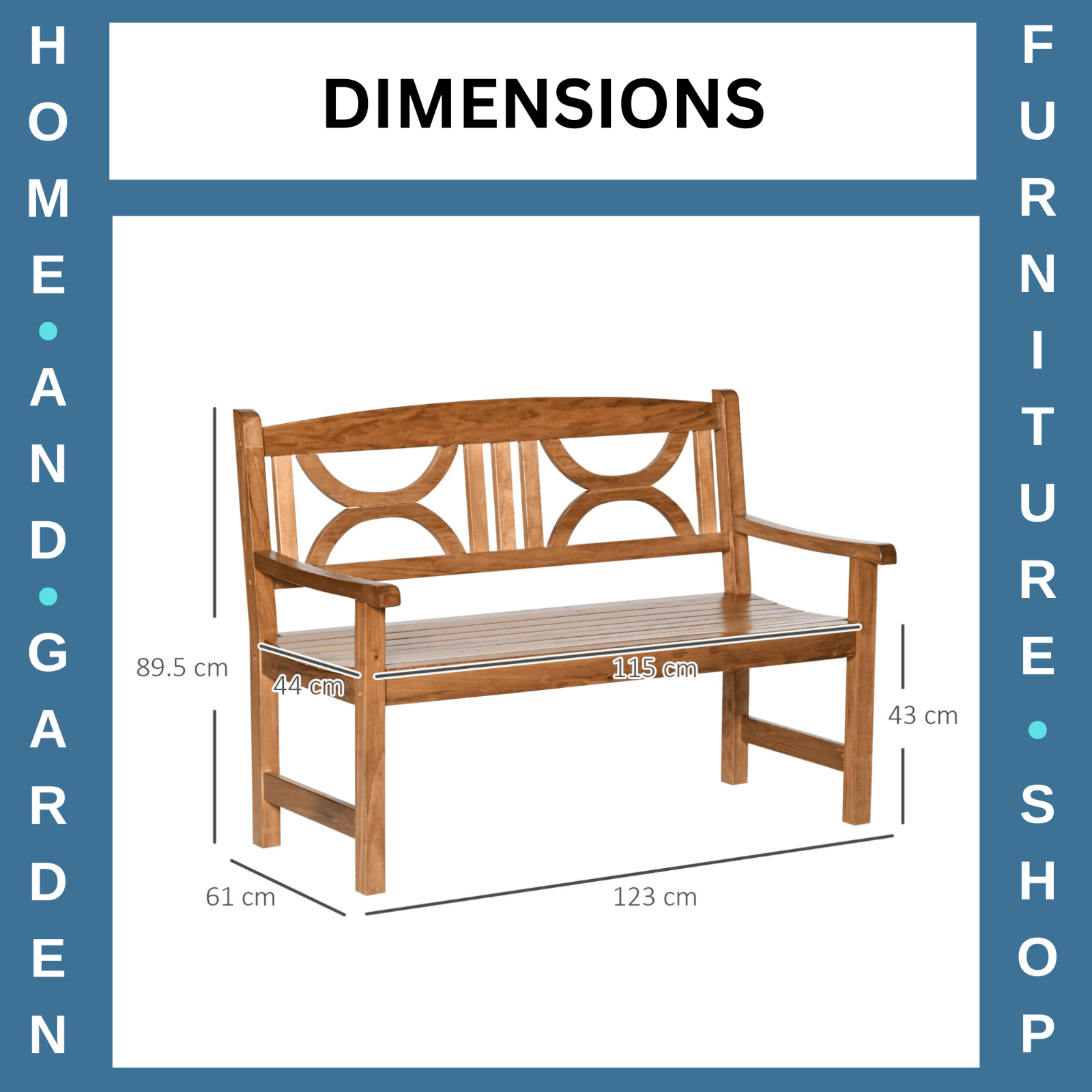 Wooden Garden Bench 2 Seater Outdoor Patio Loveseat for Porch Yard Lawn Decking - Home and Garden Furniture Shop - rustic - furniture