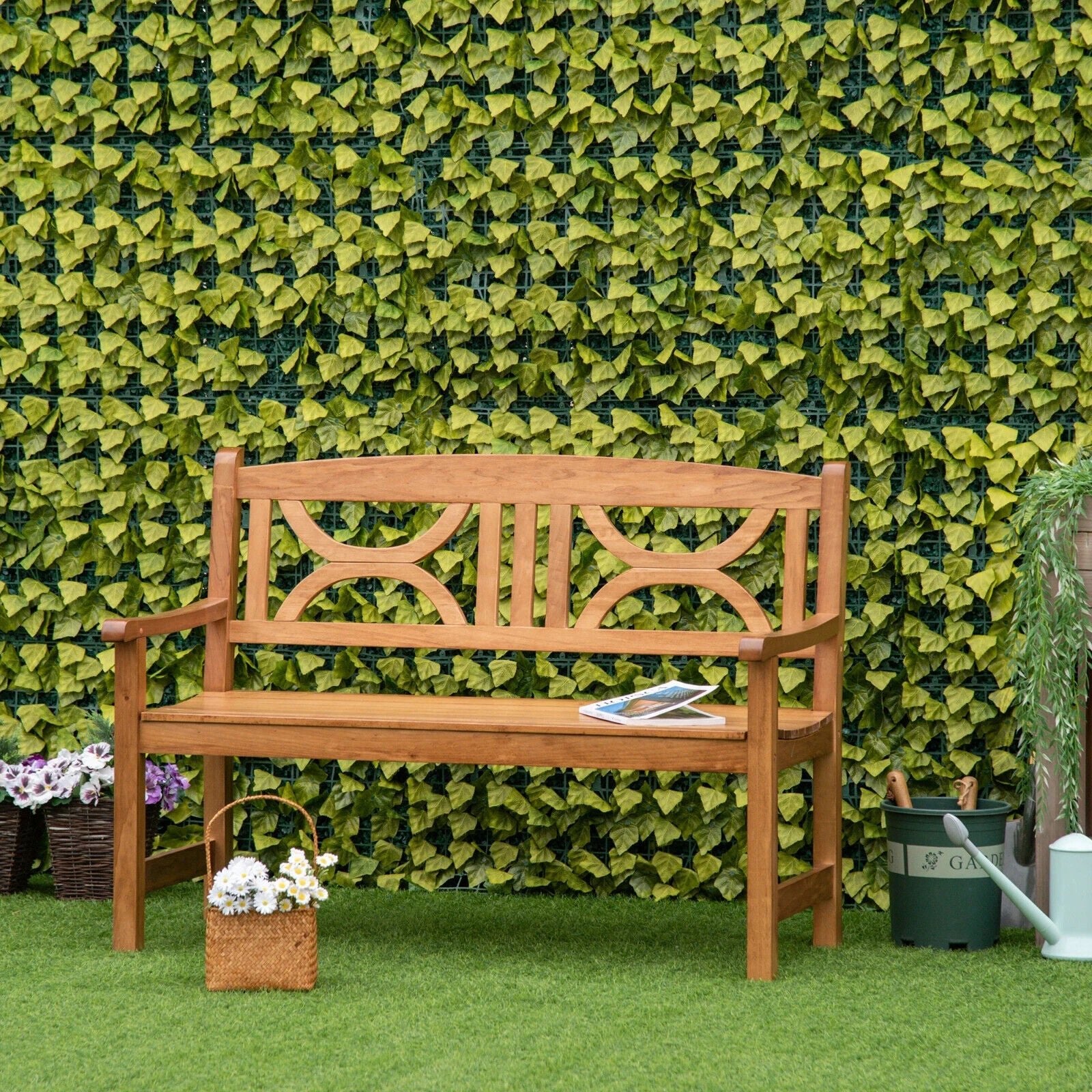 Wooden Garden Bench 2 Seater Outdoor Patio Loveseat for Porch Yard Lawn Decking - Home and Garden Furniture Shop - #rustic - furniture#