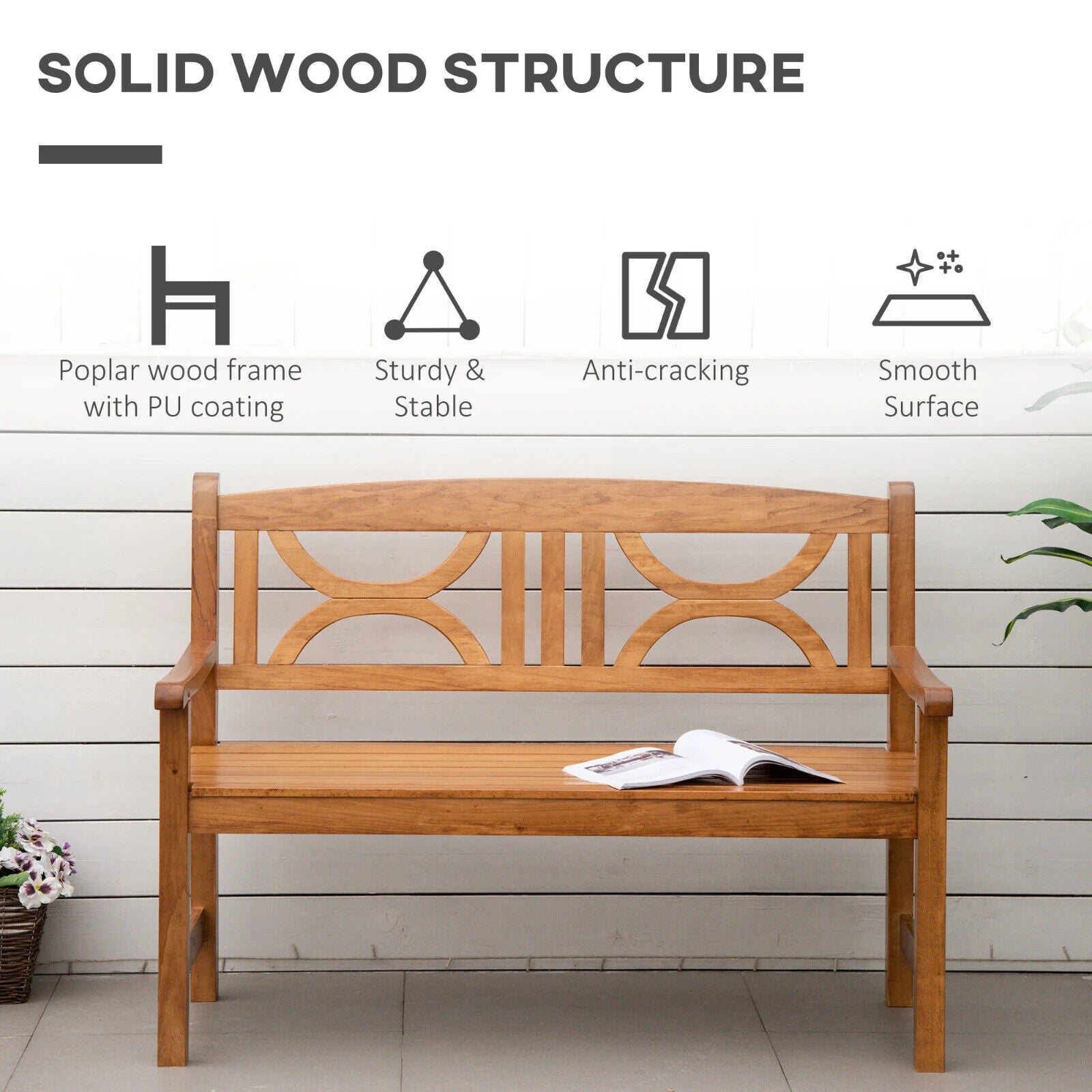 Wooden Garden Bench 2 Seater Outdoor Patio Loveseat for Porch Yard Lawn Decking - Home and Garden Furniture Shop - #rustic - furniture#