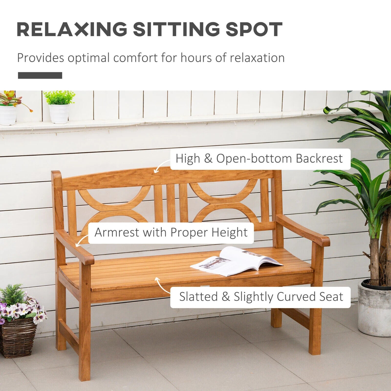 Wooden Garden Bench 2 Seater Outdoor Patio Loveseat for Porch Yard Lawn Decking - Home and Garden Furniture Shop - #rustic - furniture#