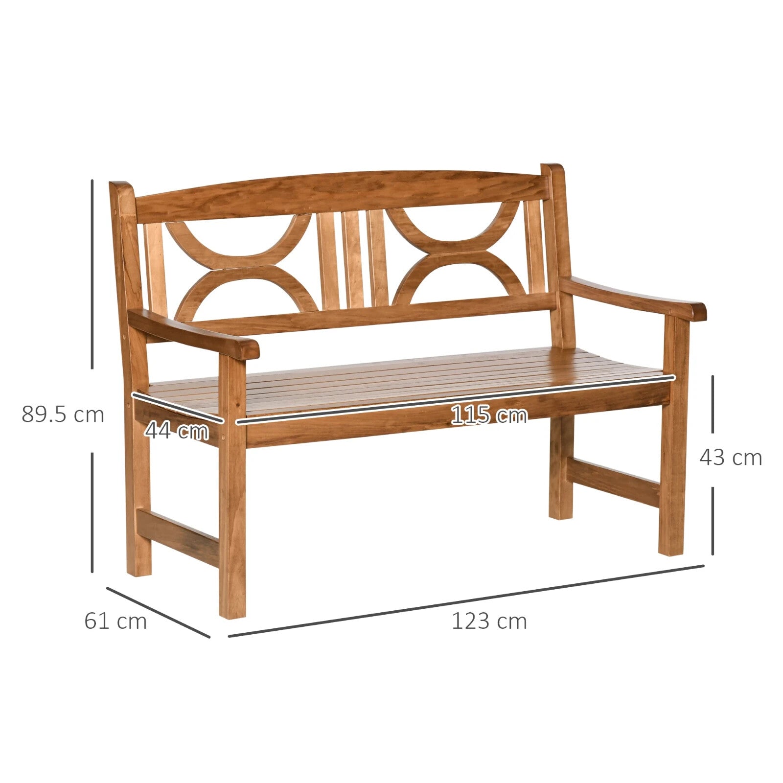 Wooden Garden Bench 2 Seater Outdoor Patio Loveseat for Porch Yard Lawn Decking - Home and Garden Furniture Shop - rustic - furniture