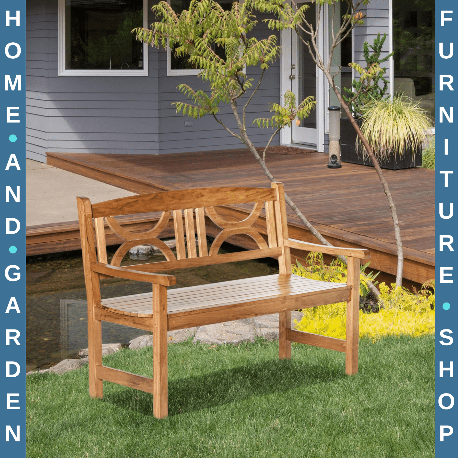 Wooden Garden Bench 2 Seater Outdoor Patio Loveseat for Porch Yard Lawn Decking - Home and Garden Furniture Shop - rustic - furniture